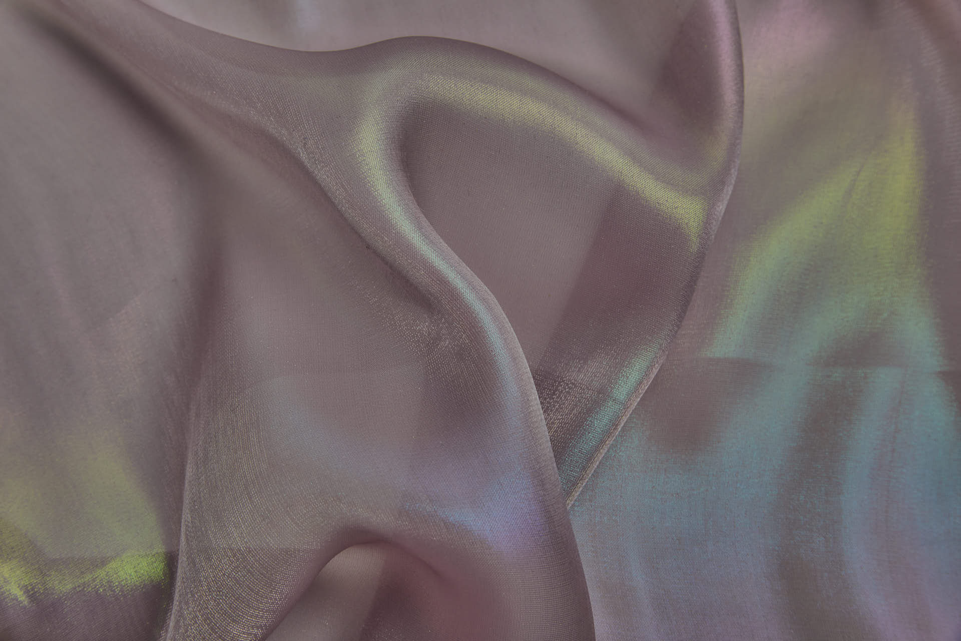 Iridescent Rainbow Foil Organza - Mauve fabric, image 5 of 8