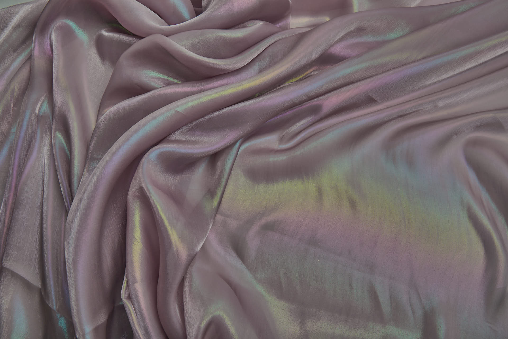 Iridescent Rainbow Foil Organza - Mauve fabric, image 7 of 8