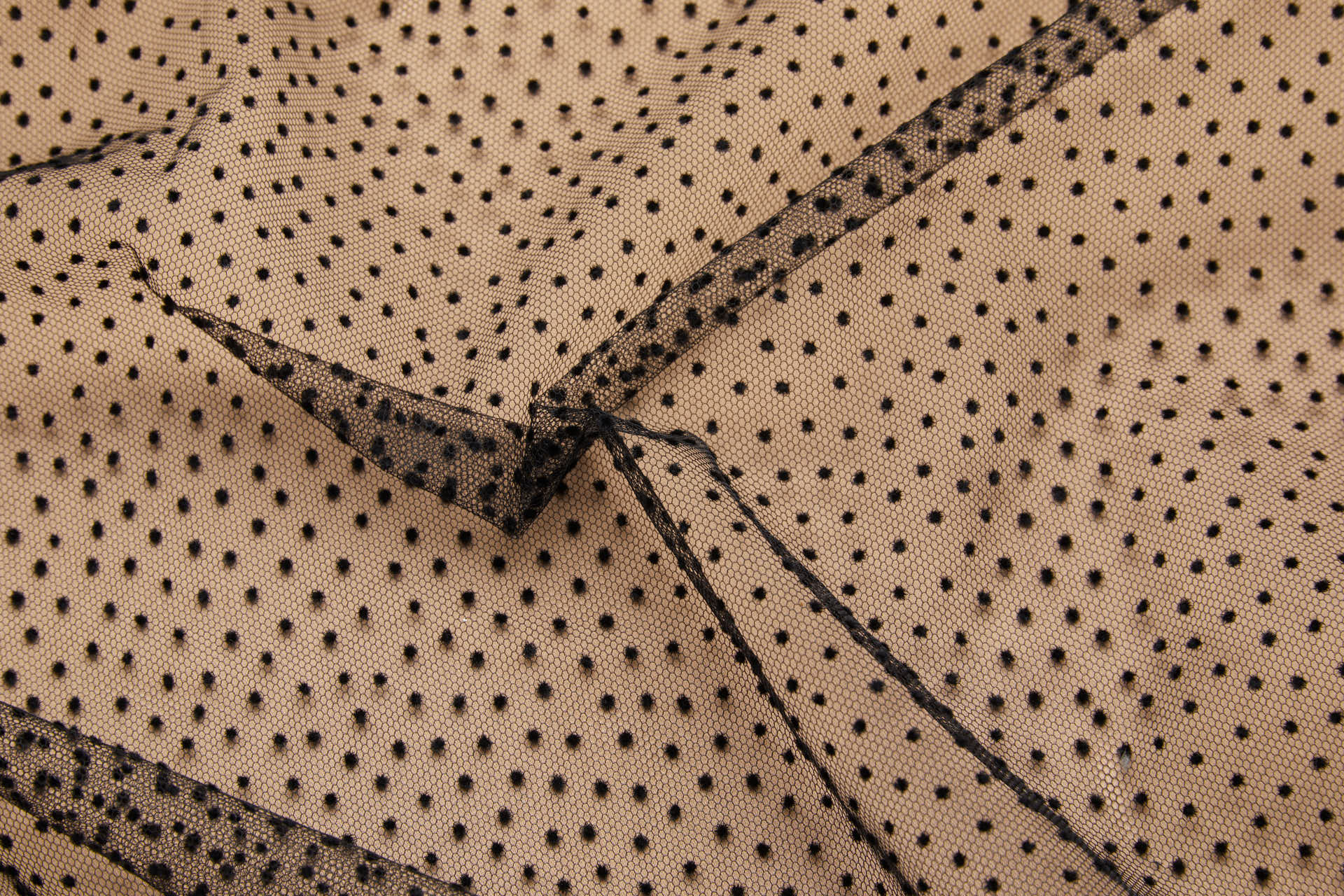 Flock Spot / Dot Tulle - Black fabric, image 3 of 9