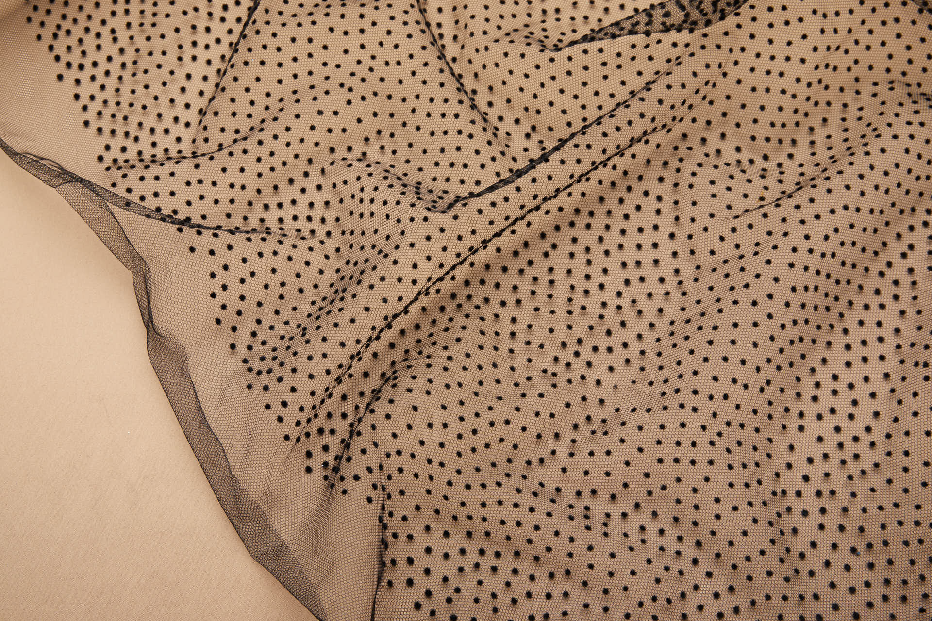 Flock Spot / Dot Tulle - Black fabric, image 4 of 9