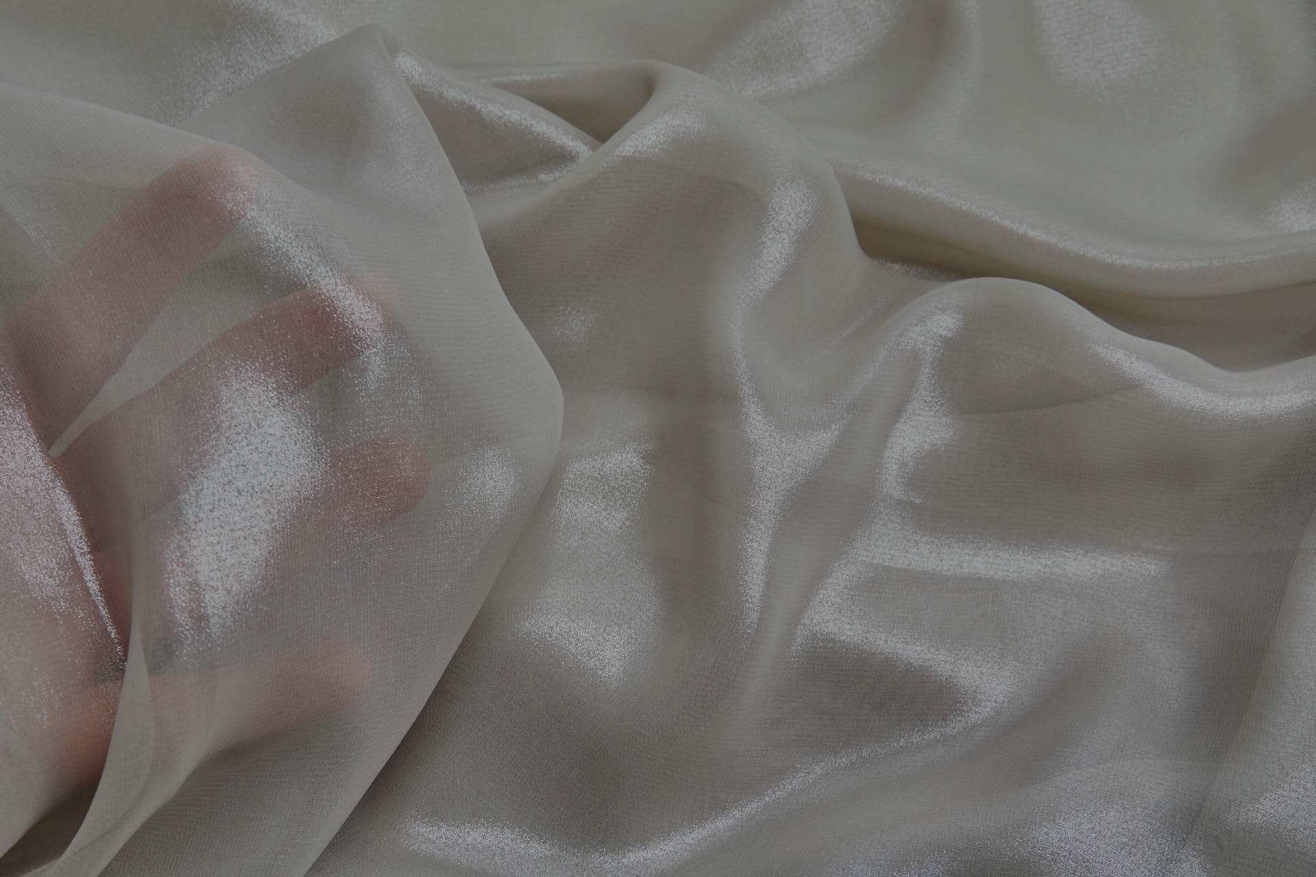 Foiled Chiffon - Clay / Silver fabric