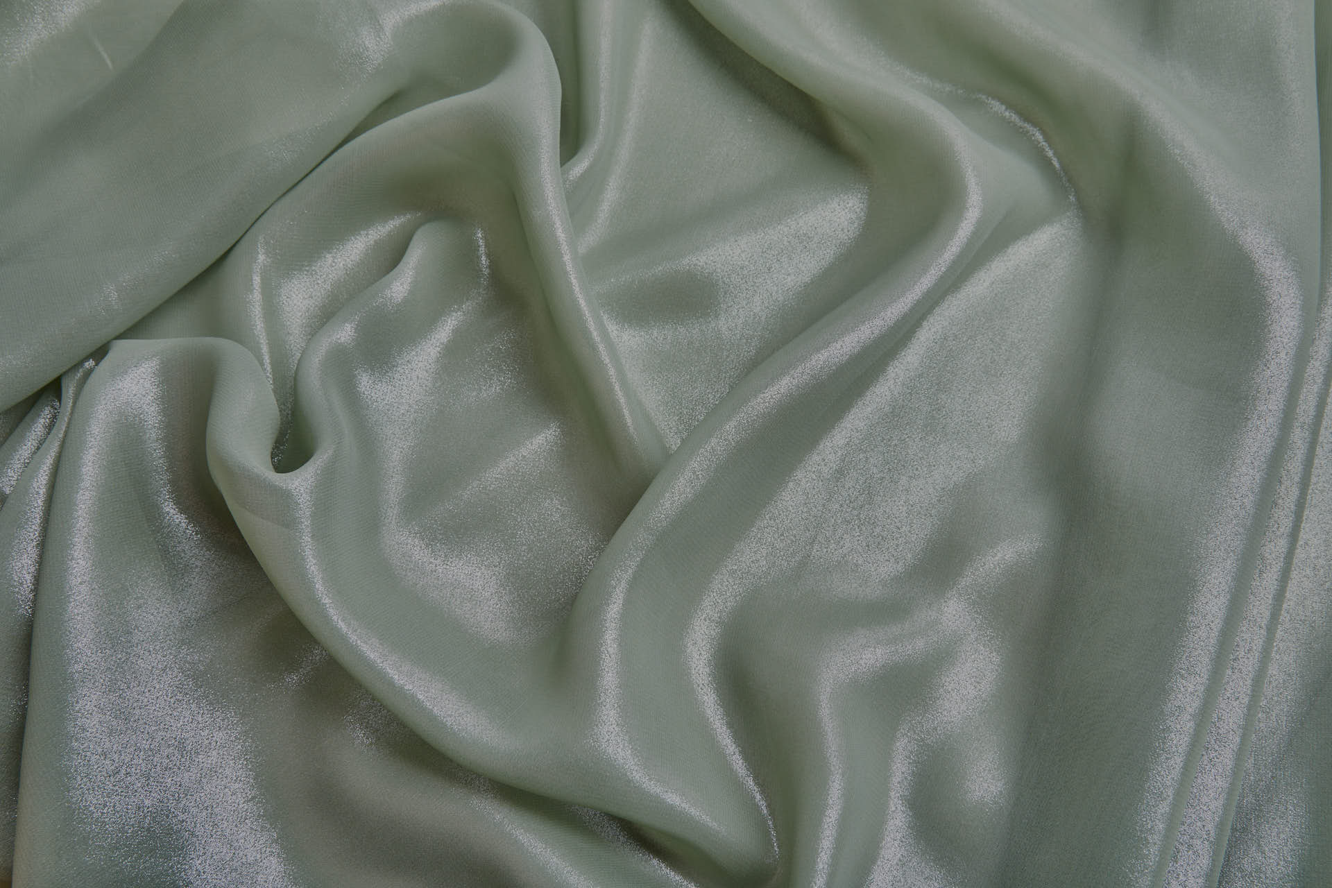Foiled Chiffon - Dark Sage / Silver fabric, image 2 of 7