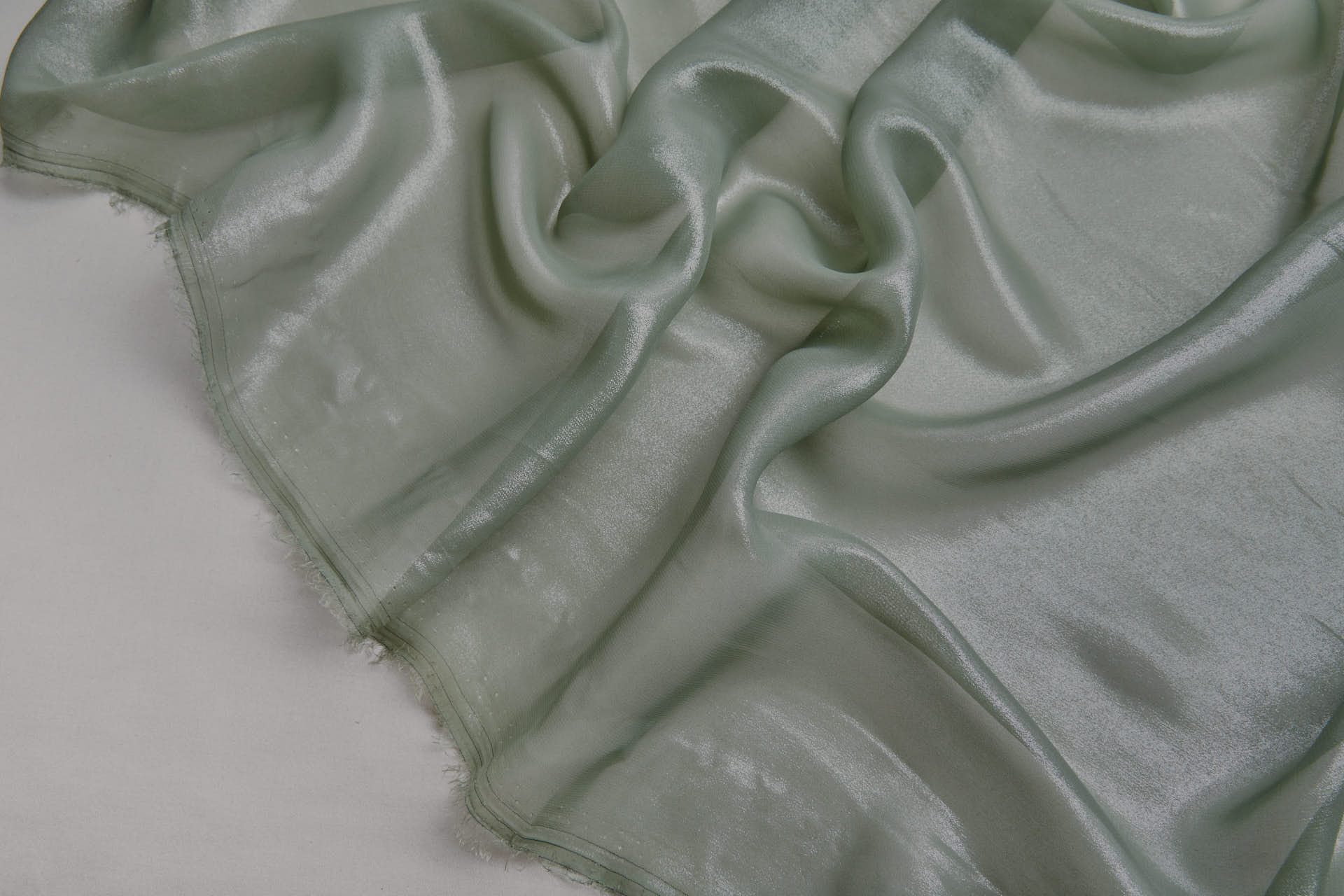 Foiled Chiffon - Dark Sage / Silver fabric, image 4 of 7