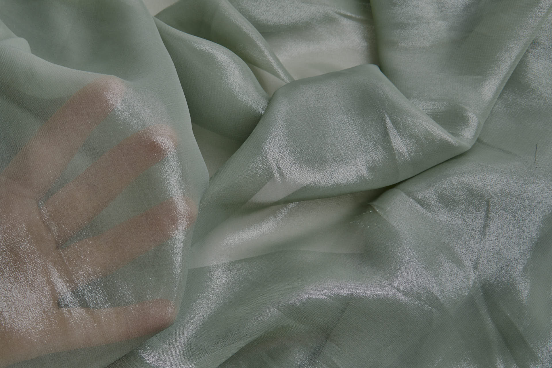Foiled Chiffon - Dark Sage / Silver fabric