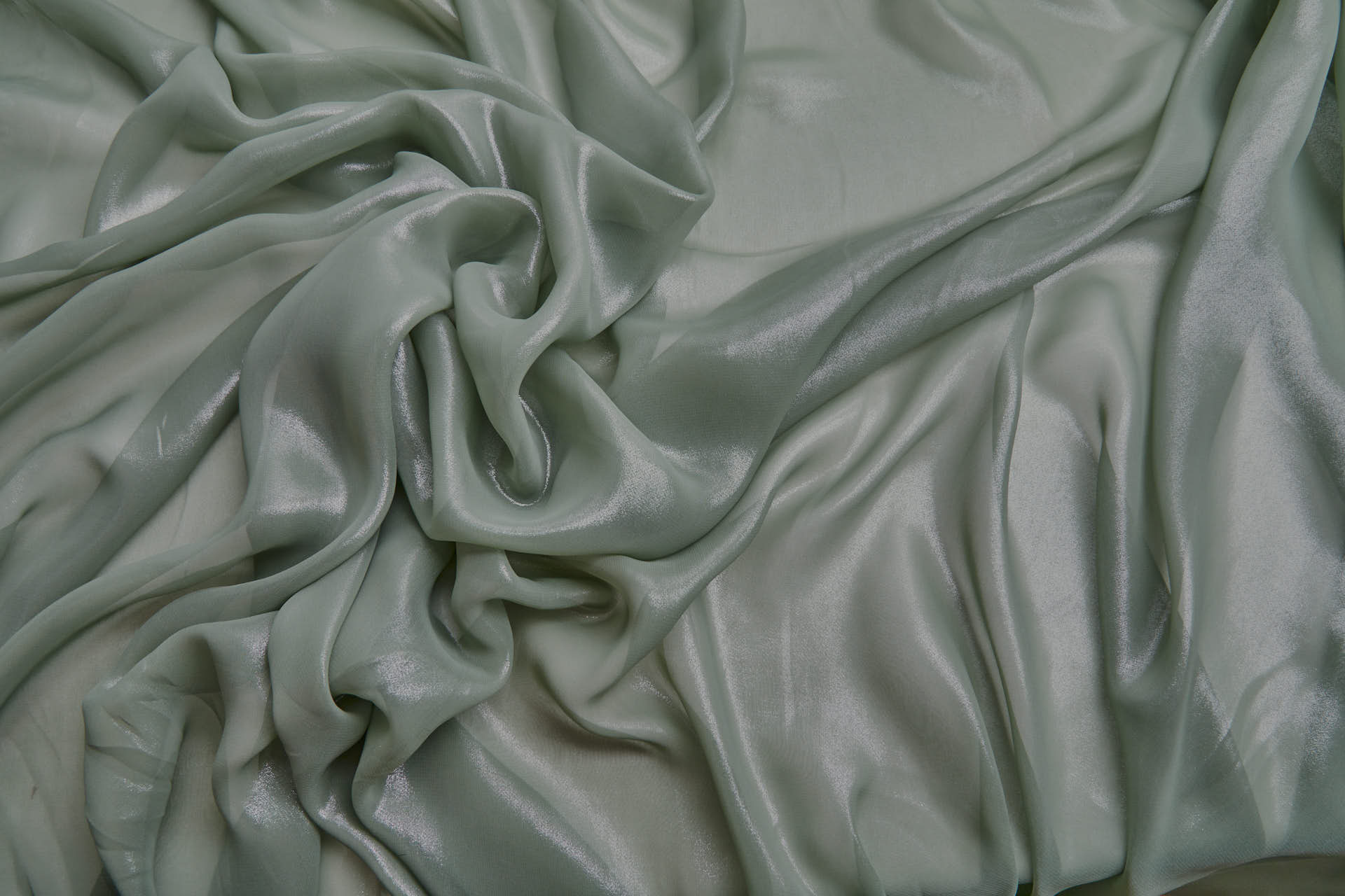 Foiled Chiffon - Dark Sage / Silver fabric, image 5 of 7