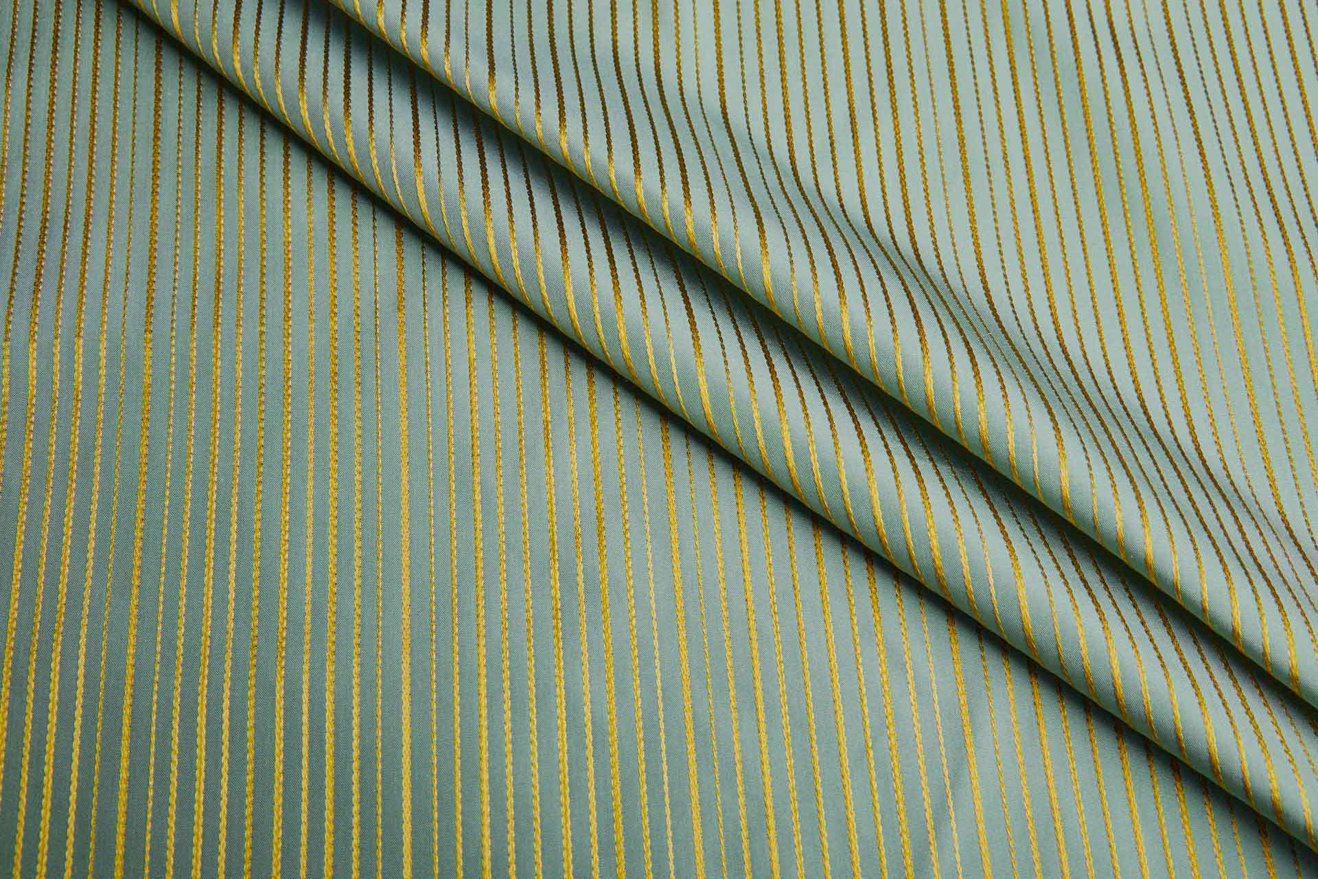 Woven Stripe Taffeta in Dusty Teal with Golden Brown fabric