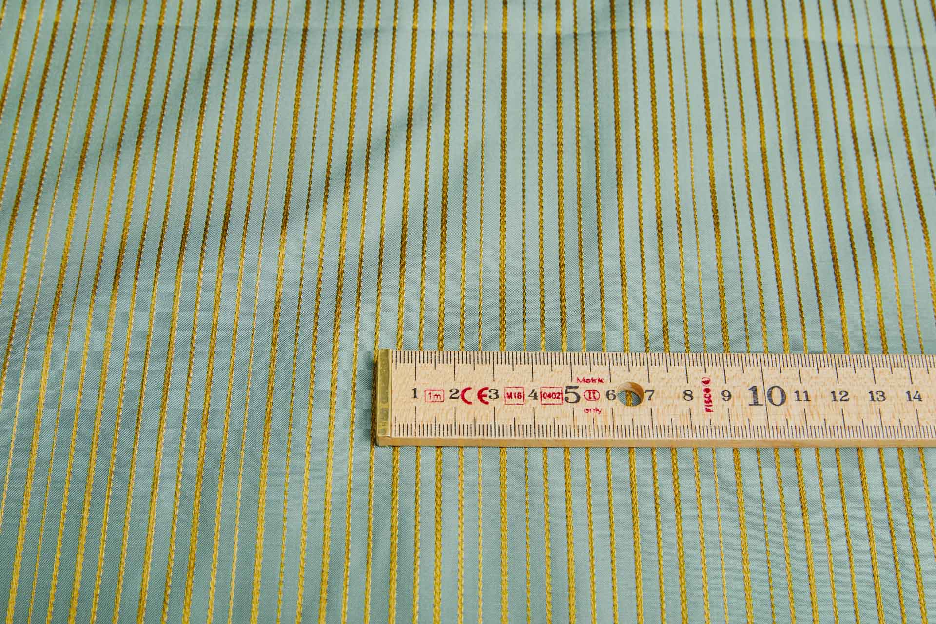 Woven Stripe Taffeta in Dusty Teal with Golden Brown fabric, image 4 of 7
