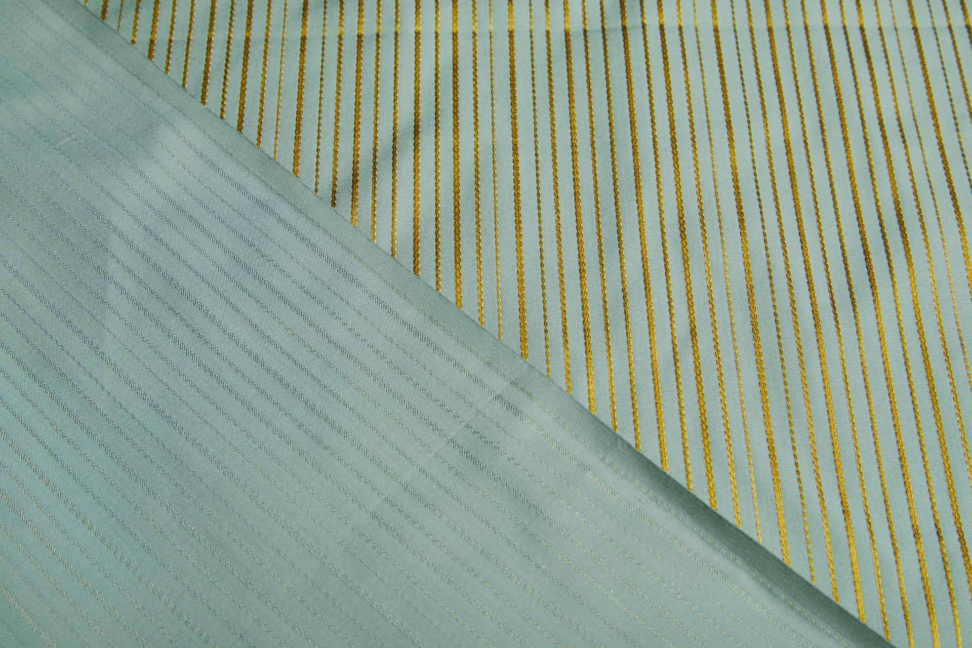 Woven Stripe Taffeta in Dusty Teal with Golden Brown fabric, image 5 of 7