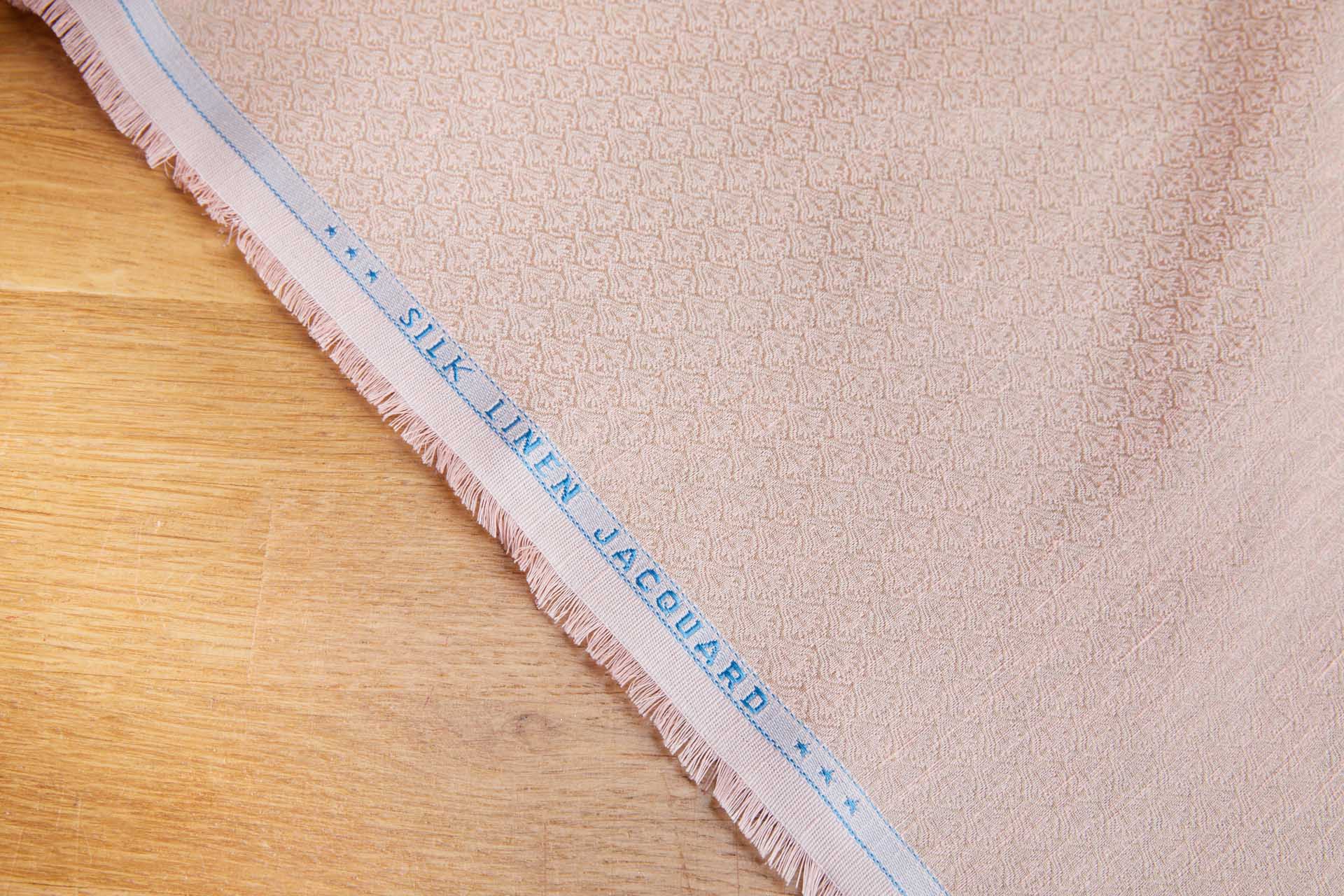 Small Pattern Silk and Linen Jacquard in Pale Pink and Cream fabric, image 5 of 8