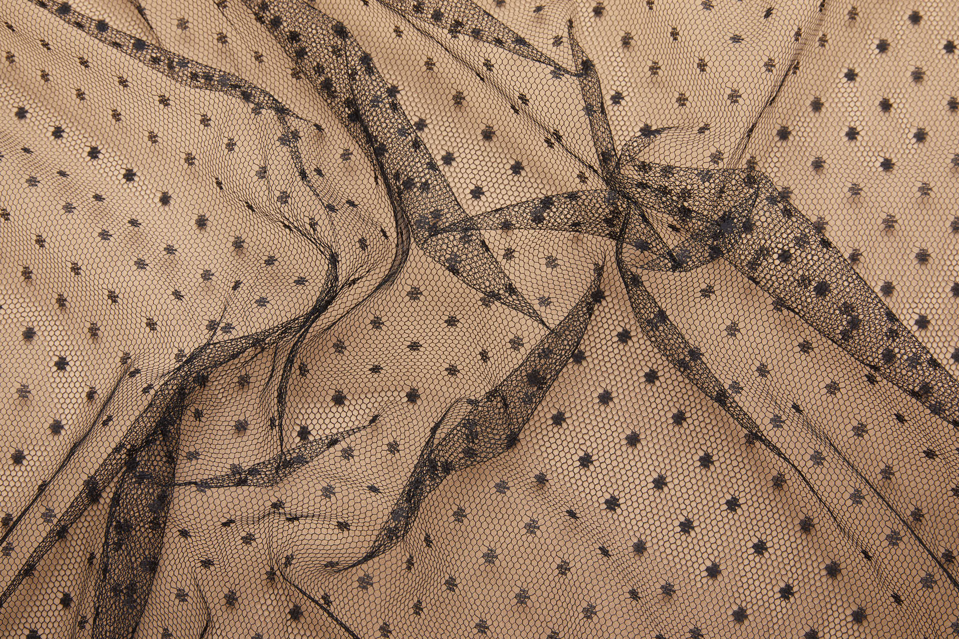 Point D'Esprit Spot / Dot Tulle - Black fabric, image 3 of 9