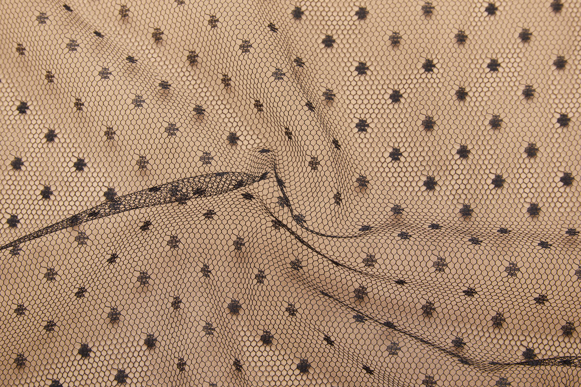 Point D'Esprit Spot / Dot Tulle - Black fabric, image 7 of 9