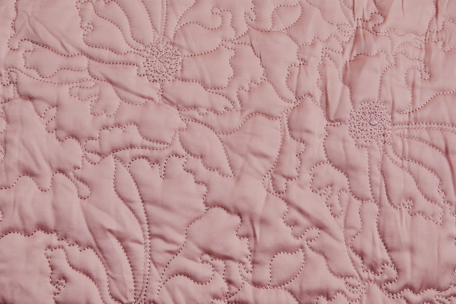 Quilted Satin in Large Floral Pattern - Dusty Rose fabric, image 5 of 6