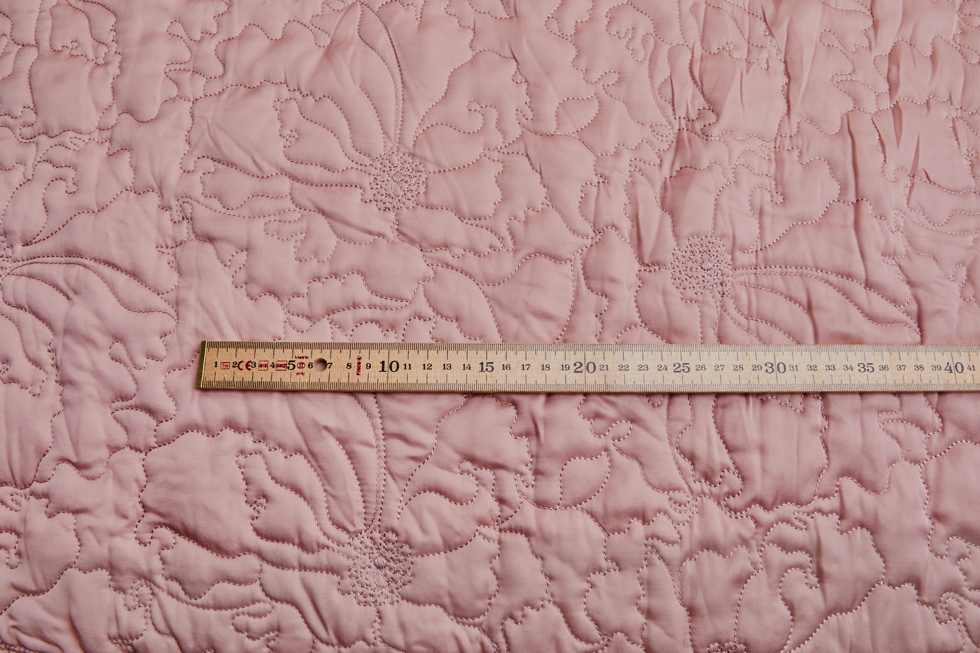 Quilted Satin in Large Floral Pattern - Dusty Rose fabric, image 6 of 6