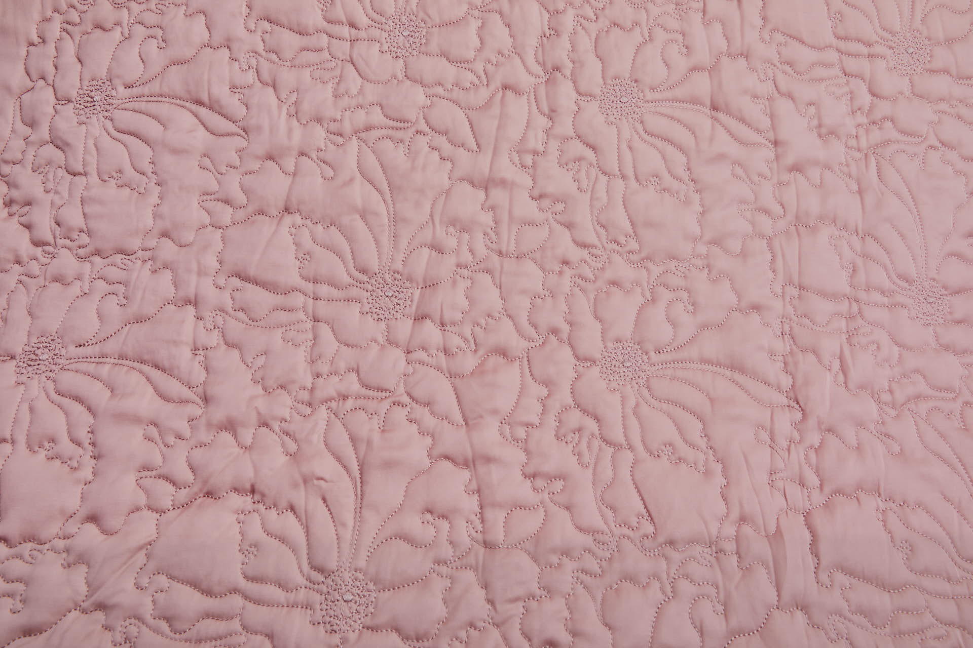 Quilted Satin in Large Floral Pattern - Dusty Rose fabric, image 4 of 6