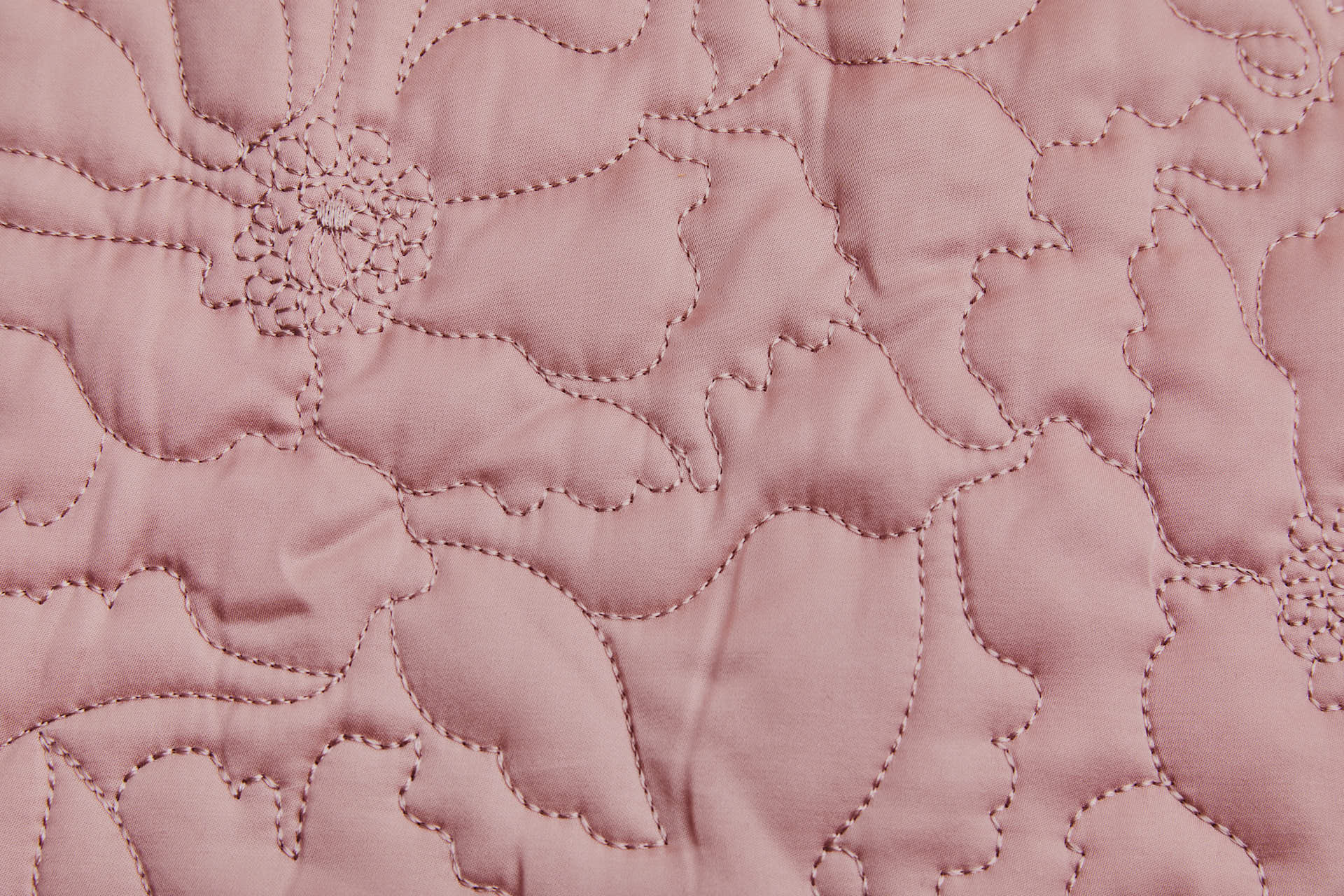 Quilted Satin in Large Floral Pattern - Dusty Rose fabric, image 2 of 6