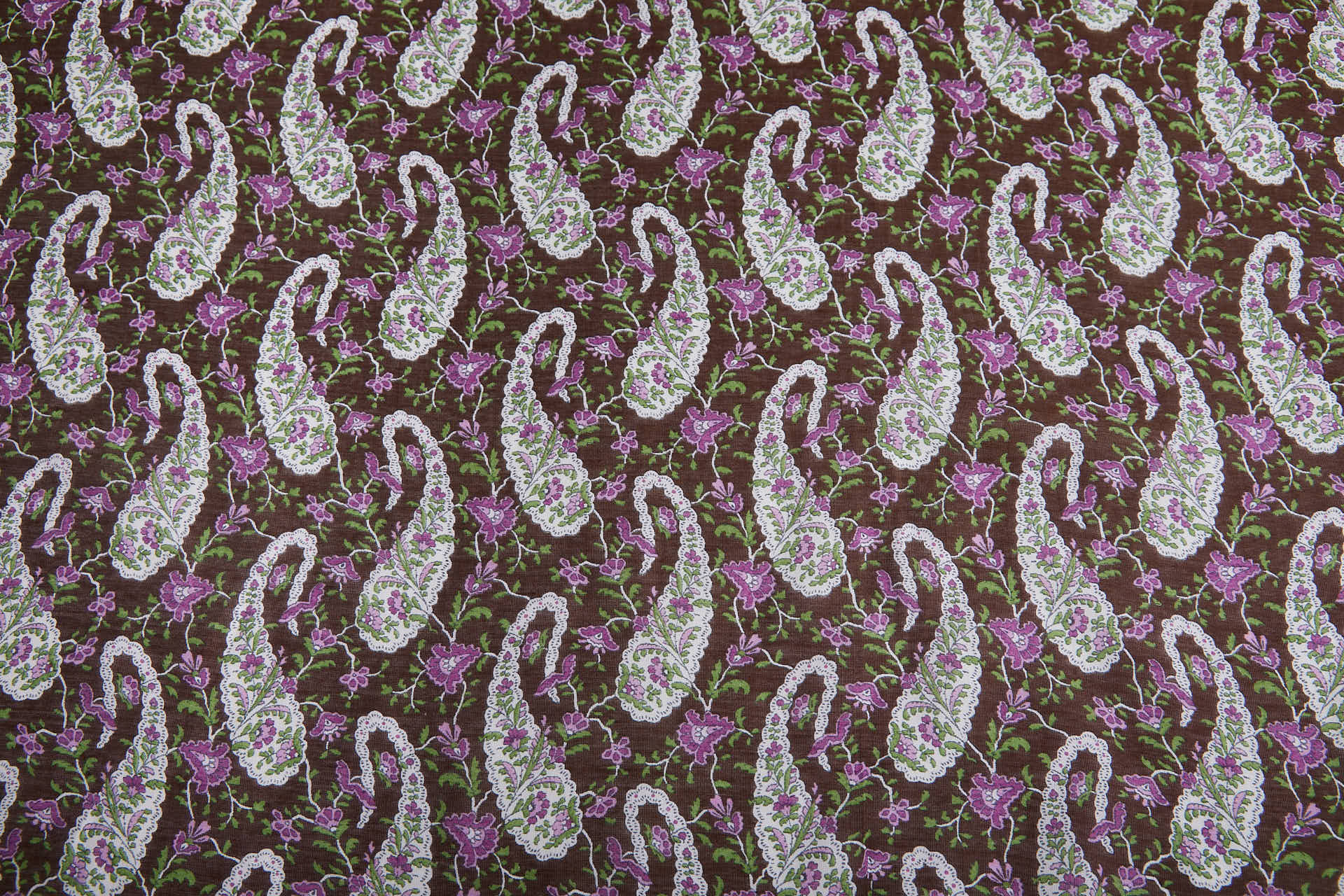 Paisley Printed Cotton Voile - Brown/Purple fabric, image 7 of 7