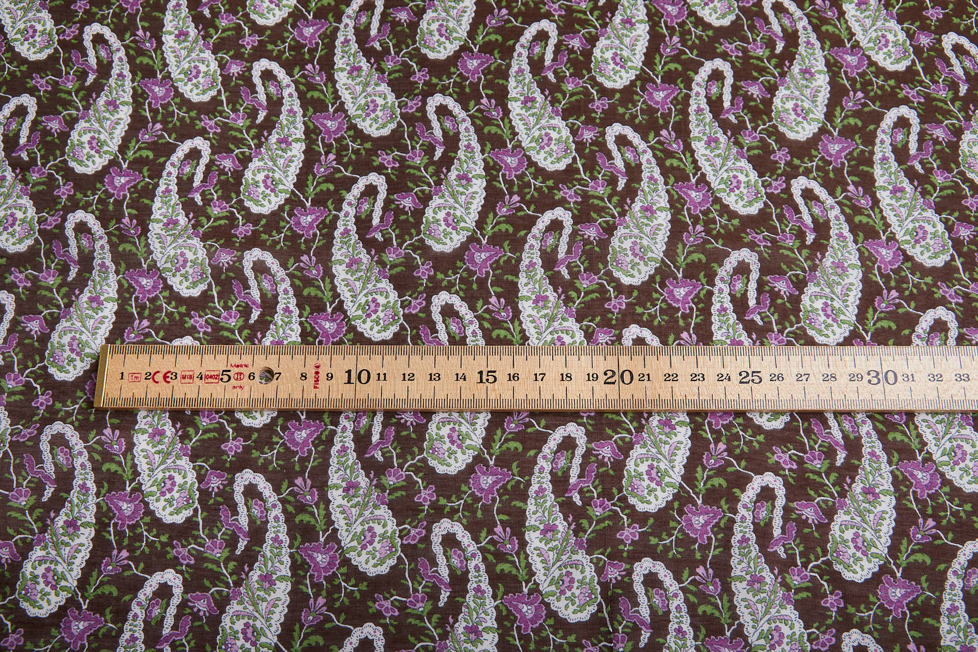 Paisley Printed Cotton Voile - Brown/Purple fabric, image 6 of 7