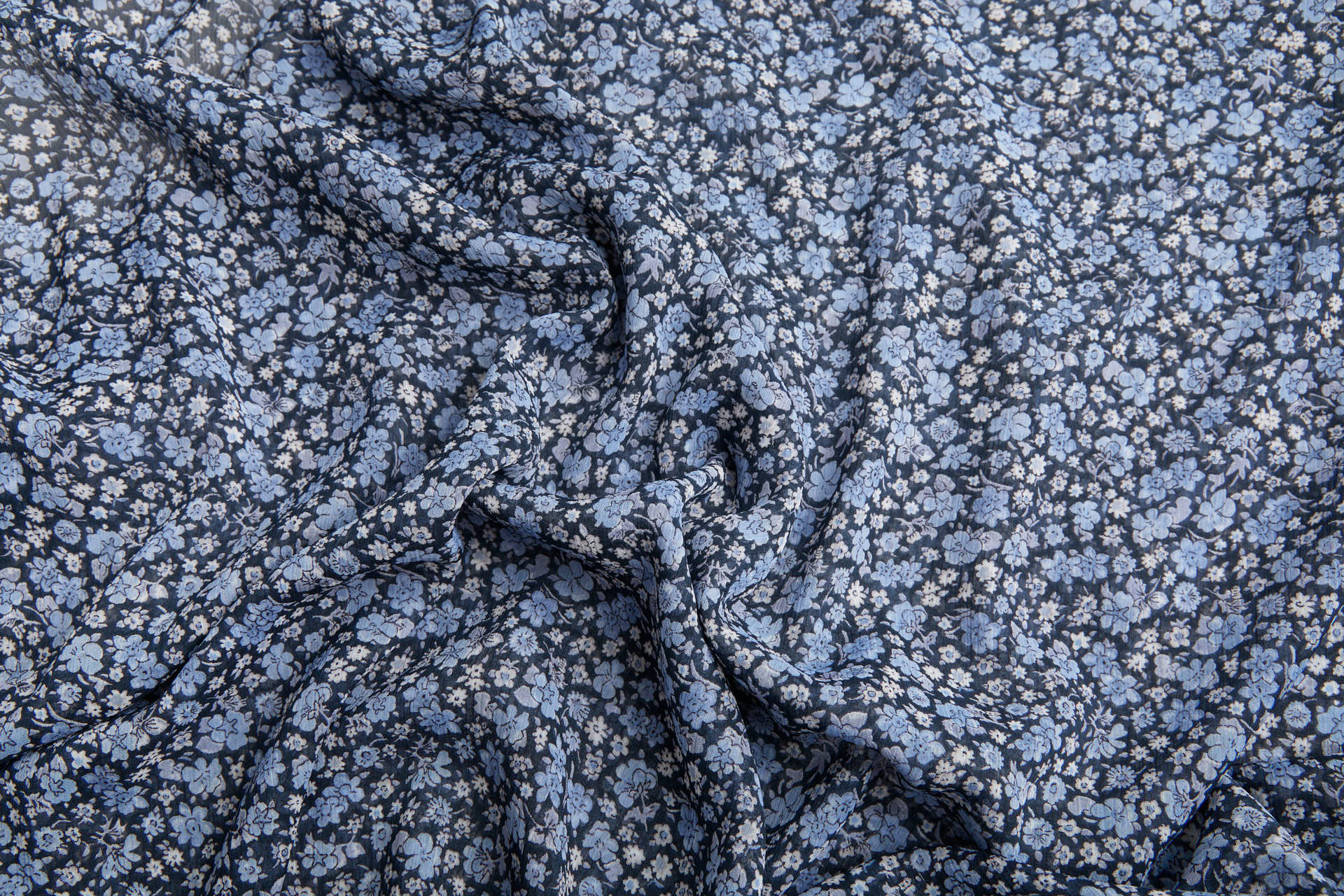 Floral Printed Chiffon - Blues fabric, image 9 of 13