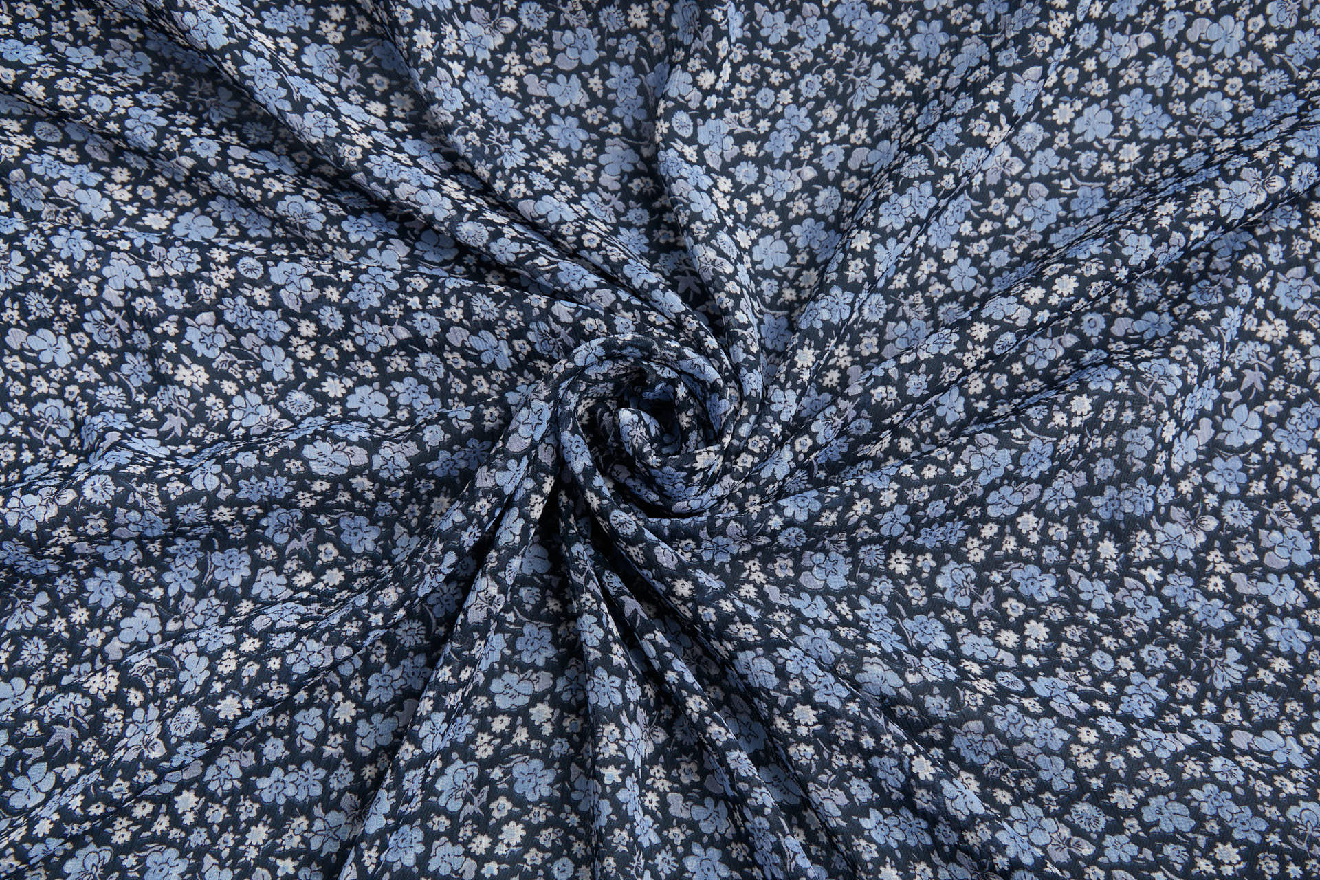 Floral Printed Chiffon - Blues fabric, image 3 of 13