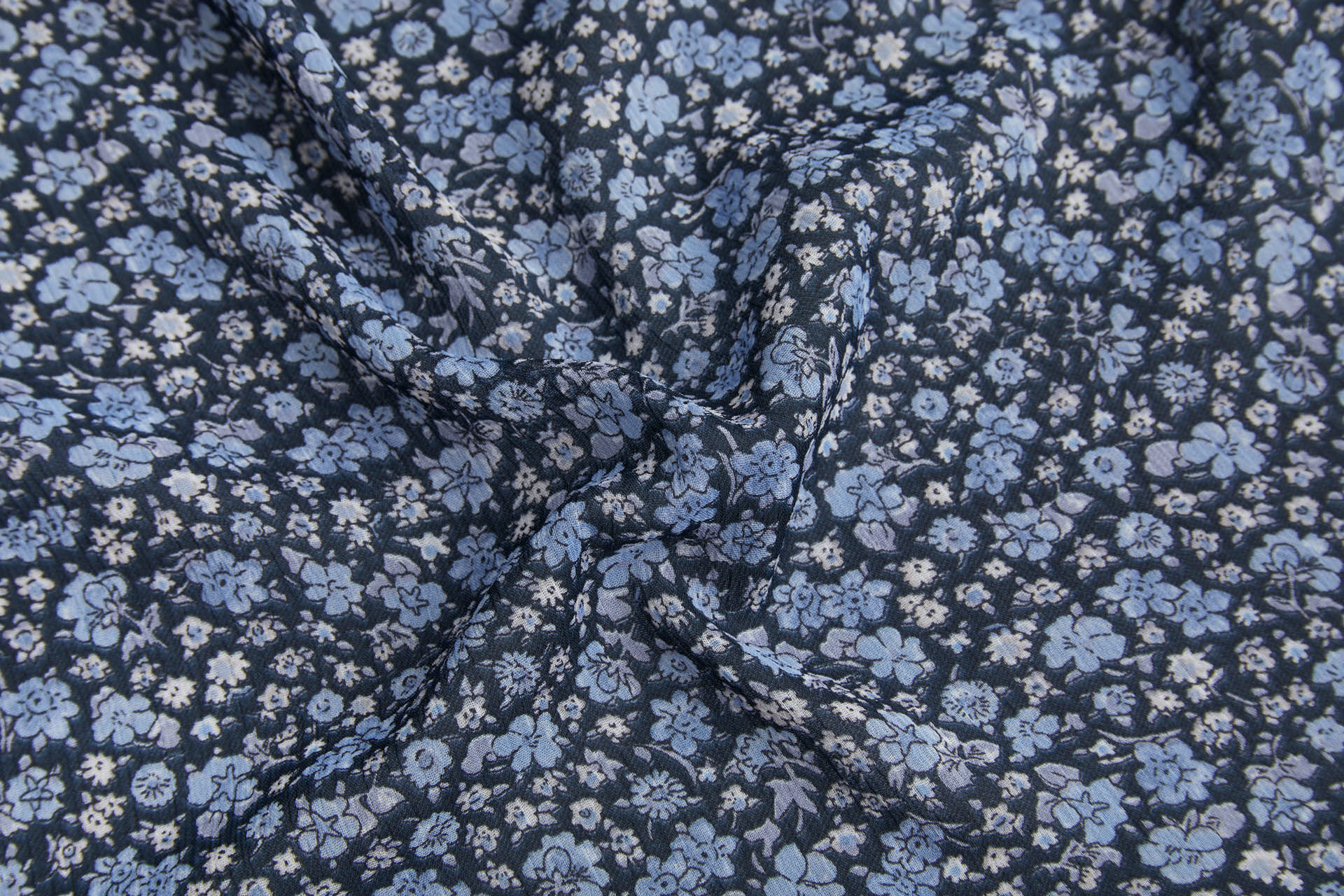 Floral Printed Chiffon - Blues fabric, image 11 of 13