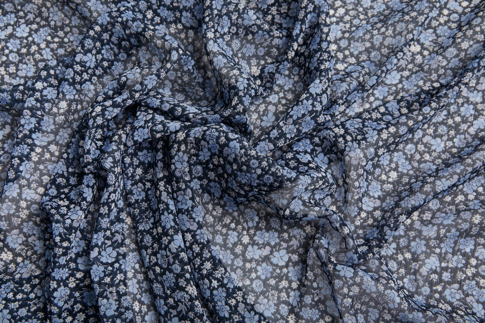 Floral Printed Chiffon - Blues fabric, image 4 of 13