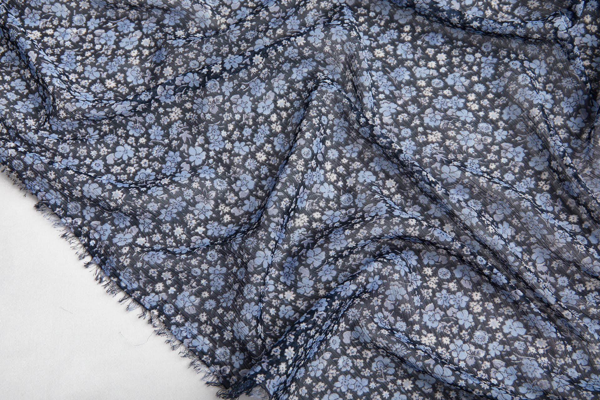 Floral Printed Chiffon - Blues fabric, image 6 of 13