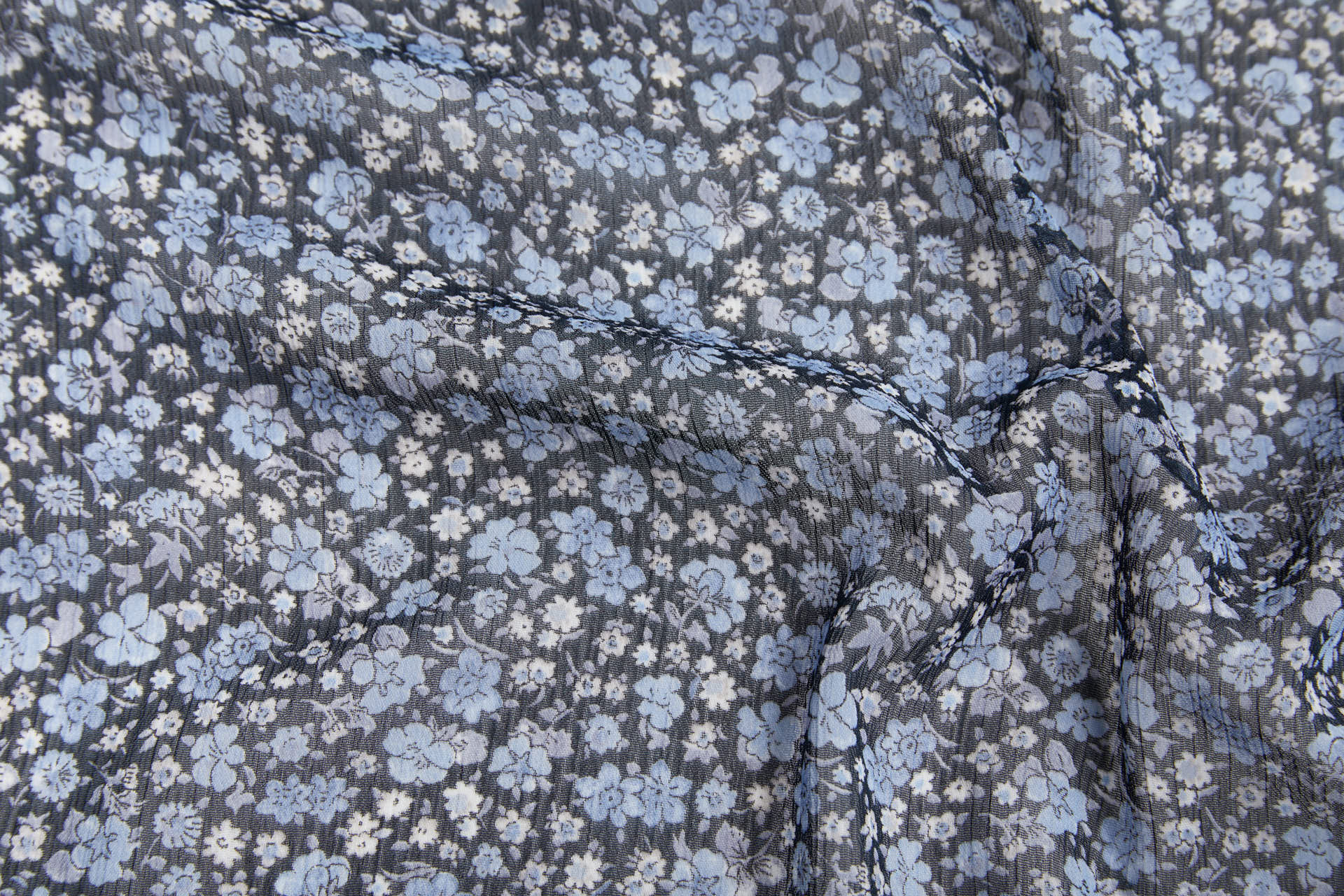 Floral Printed Chiffon - Blues fabric, image 8 of 13