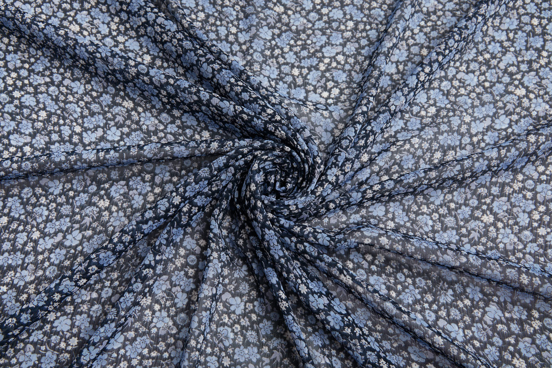 Floral Printed Chiffon - Blues fabric
