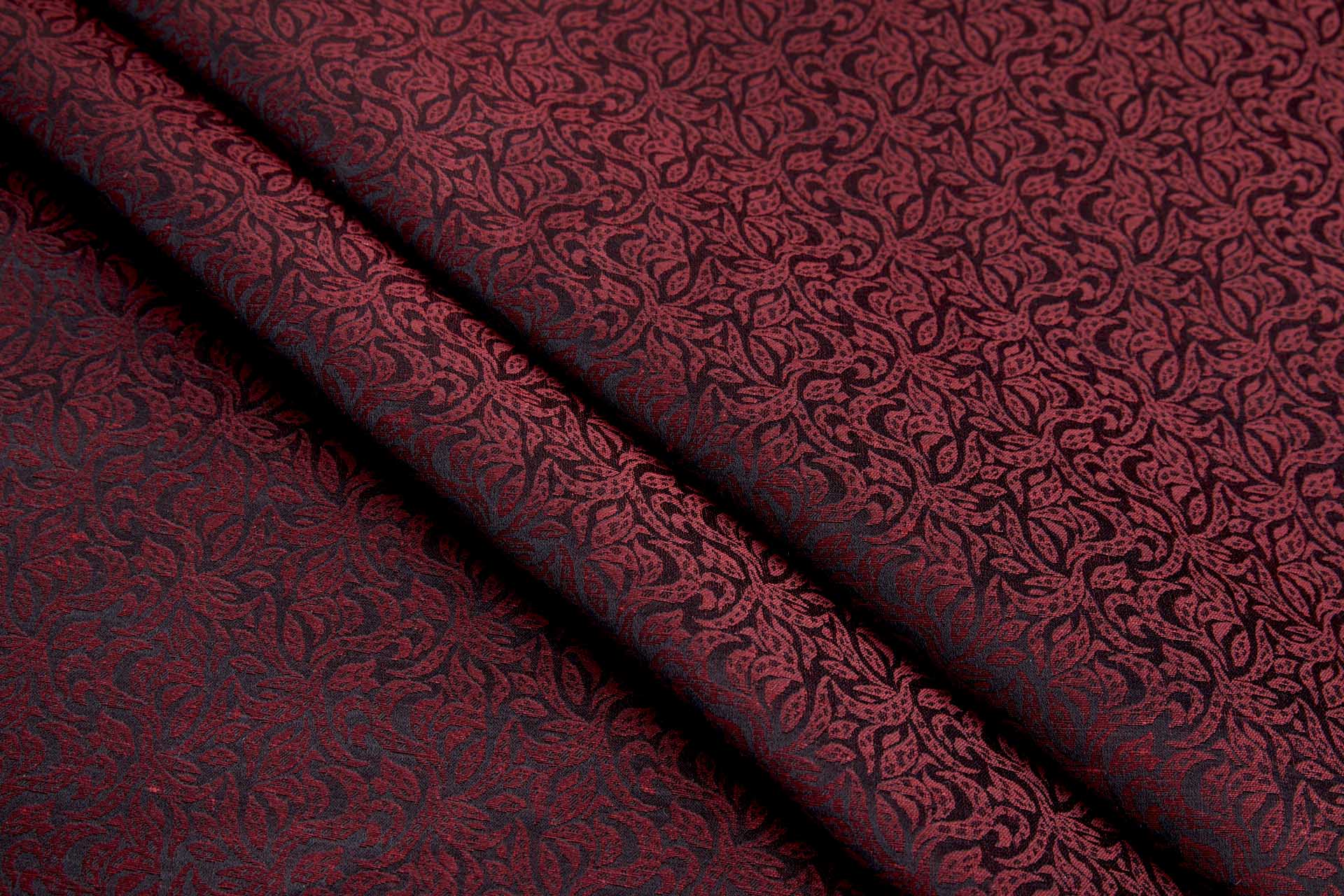 Silk and Linen Jacquard - Burgundy and Black fabric, image 3 of 9