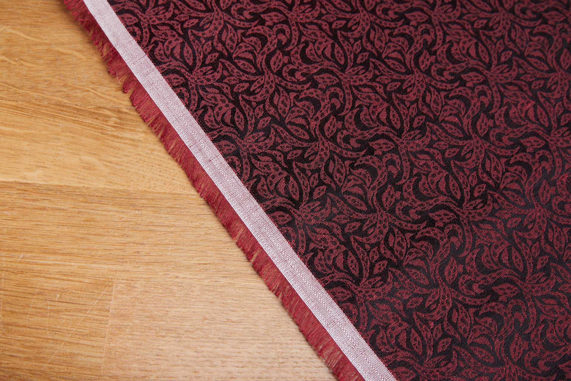 Silk and Linen Jacquard - Burgundy and Black fabric, image 4 of 9