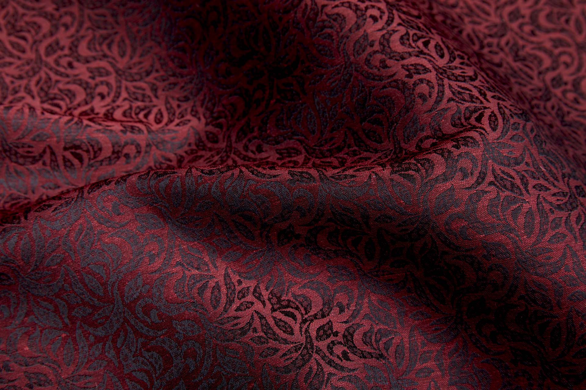 Silk and Linen Jacquard - Burgundy and Black fabric