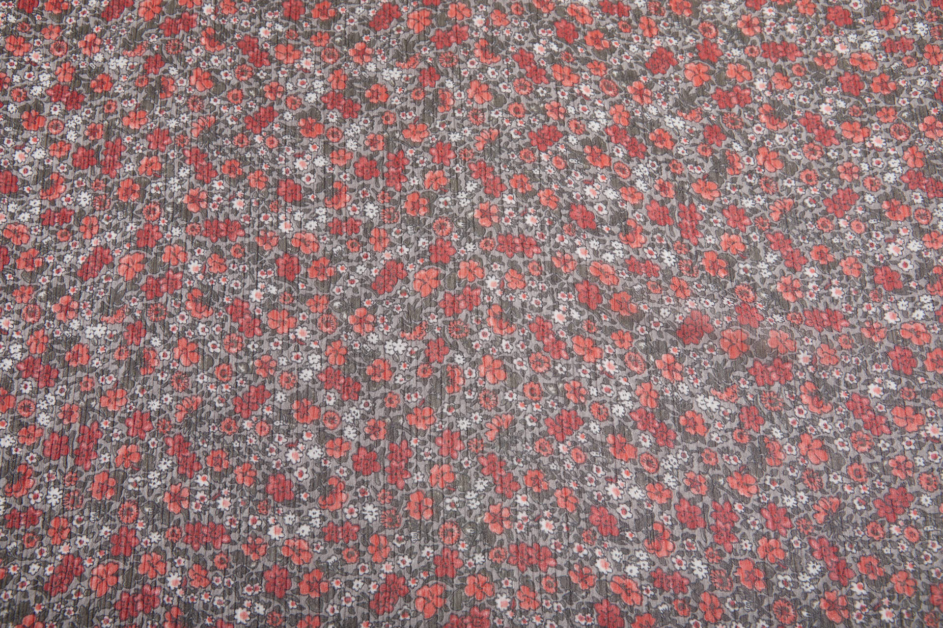 Floral Printed Chiffon - Red on Grey fabric, image 13 of 14