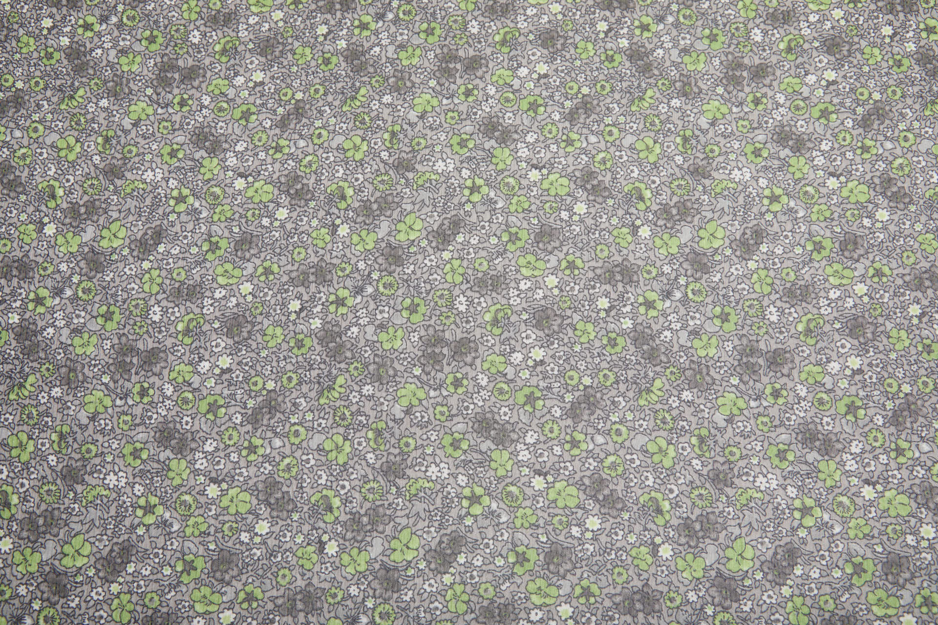 Floral Printed Chiffon - Green on Grey fabric, image 11 of 12