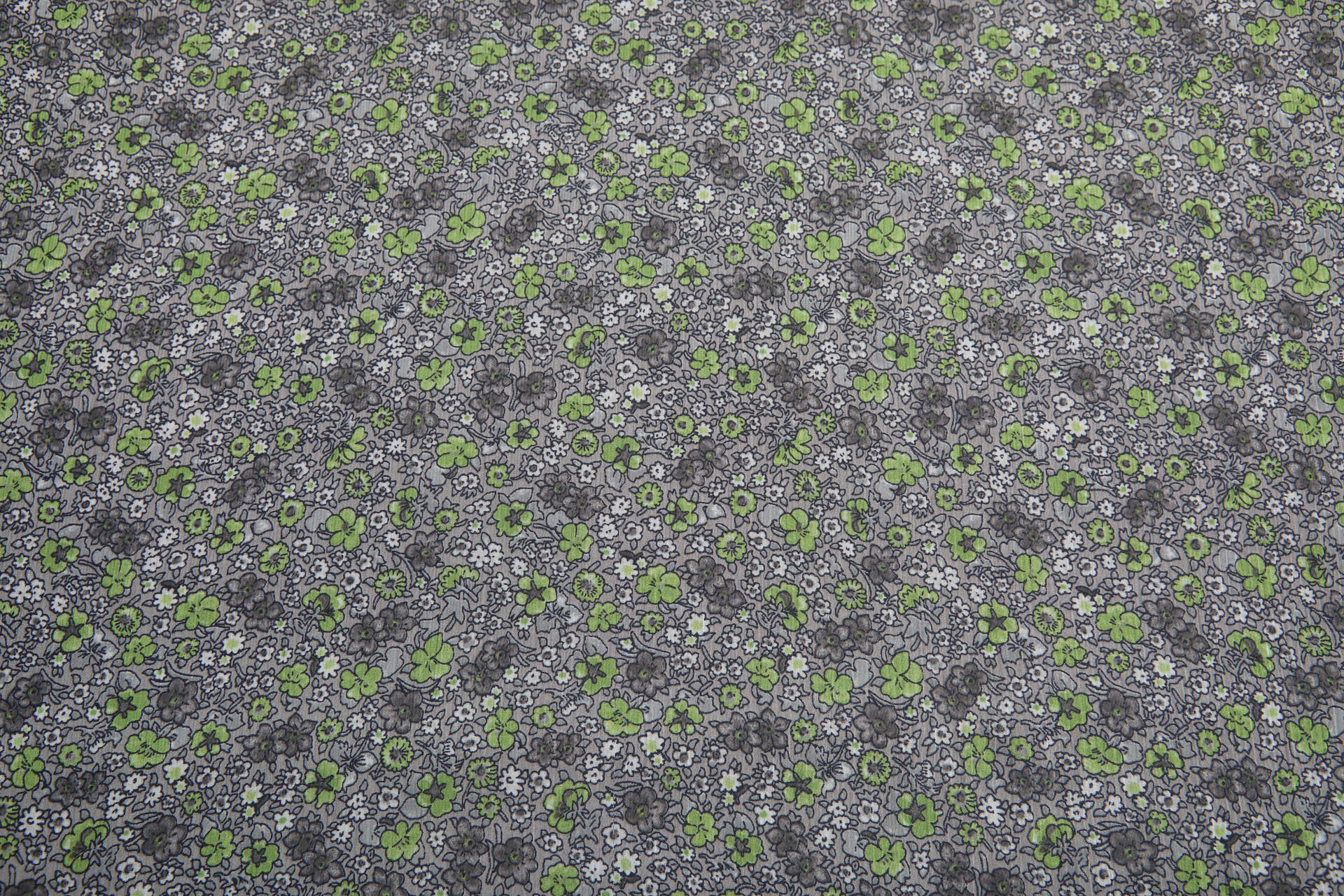Floral Printed Chiffon - Green on Grey fabric, image 8 of 12