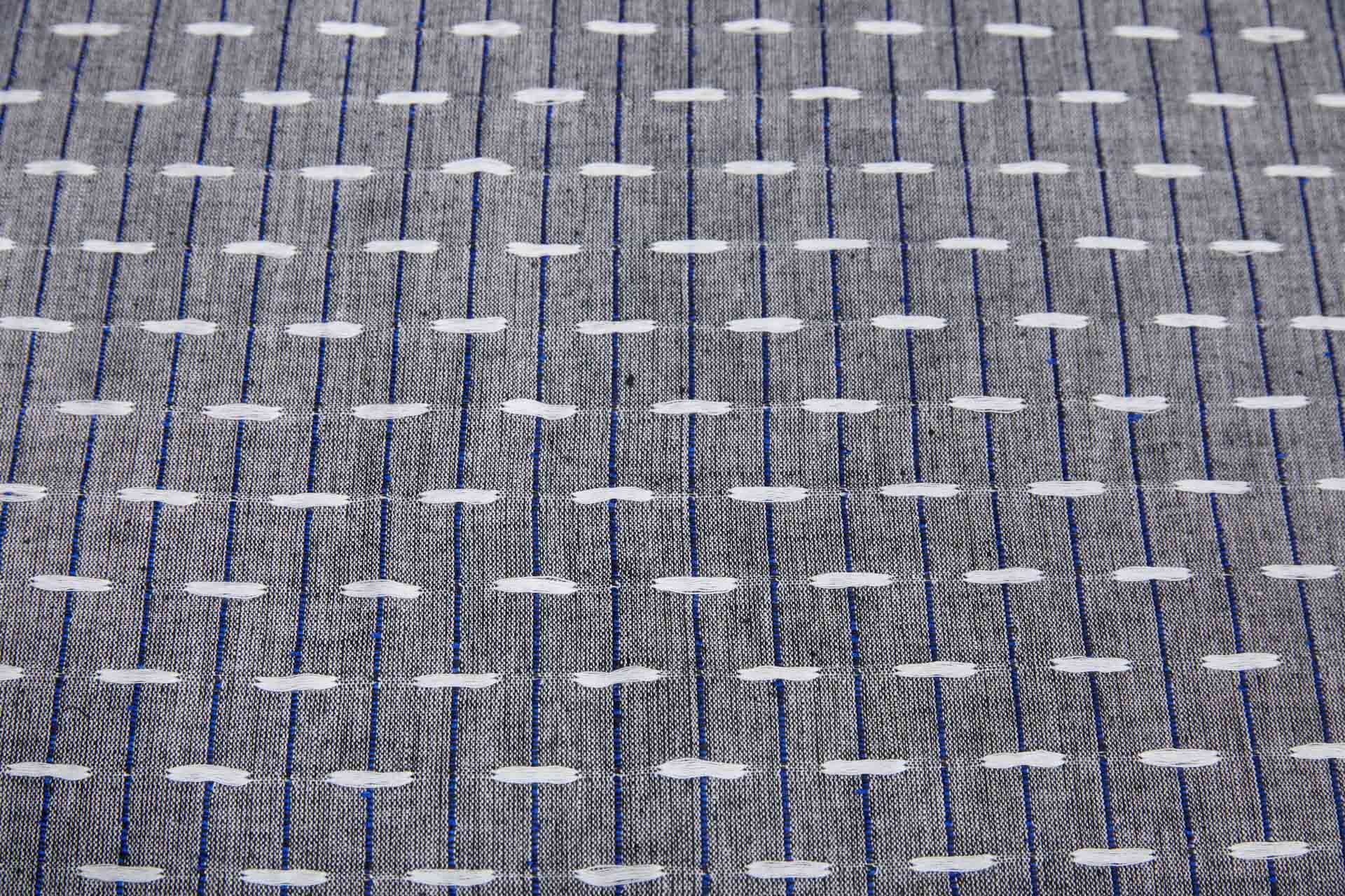 Linen and Cotton Stripe with Floats - Grey, White and Blue fabric, image 9 of 9