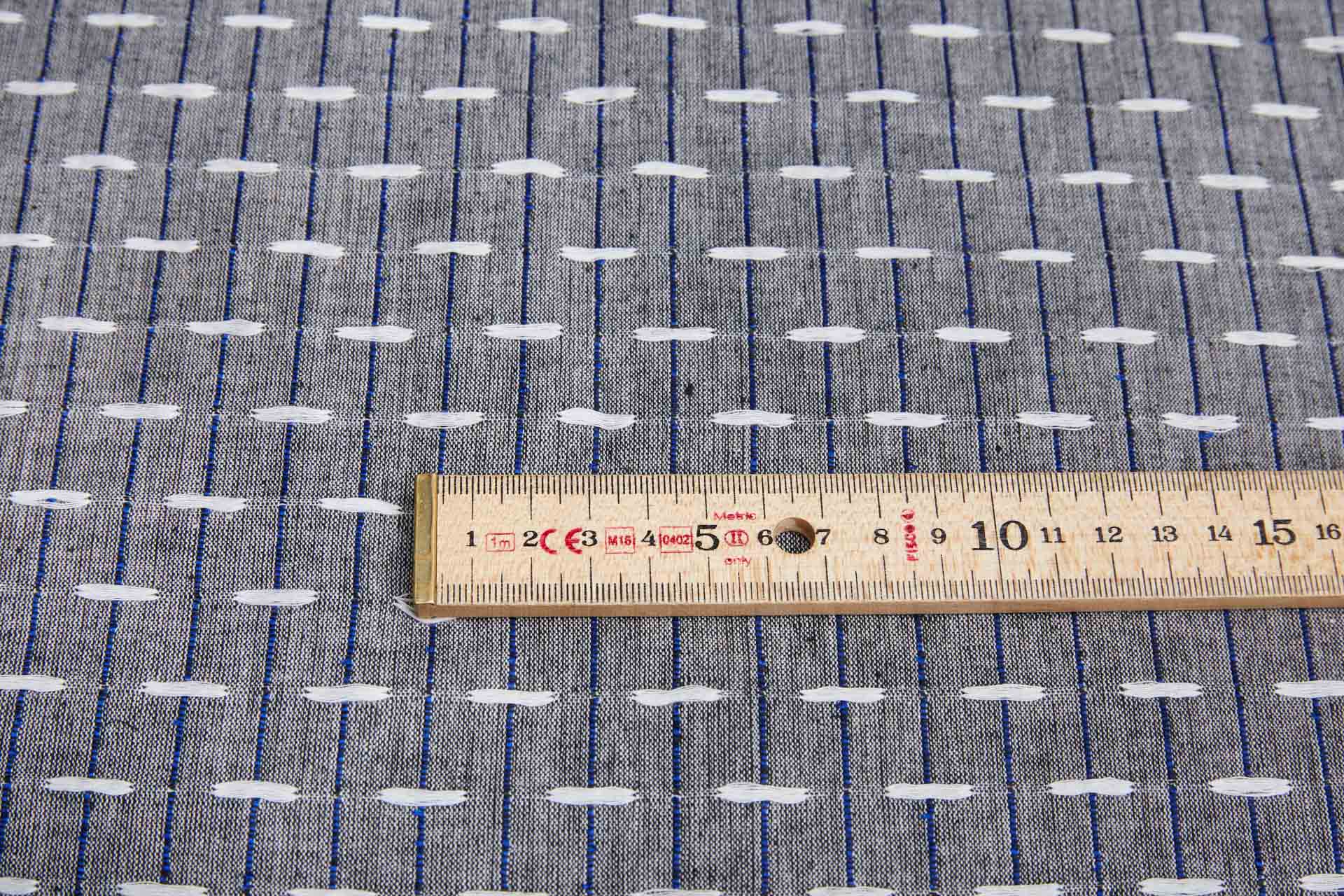 Linen and Cotton Stripe with Floats - Grey, White and Blue fabric, image 8 of 9