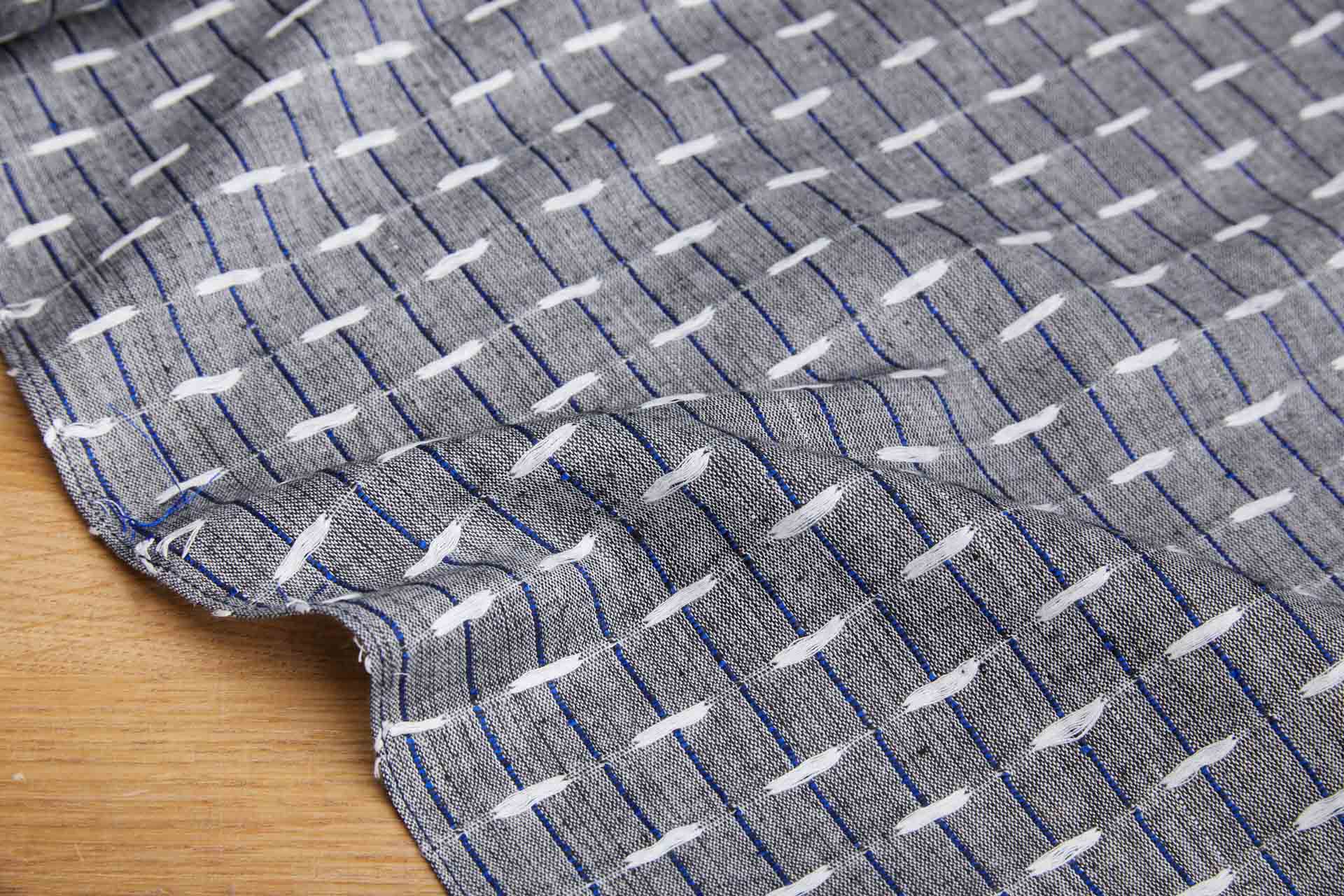 Linen and Cotton Stripe with Floats - Grey, White and Blue fabric, image 7 of 9