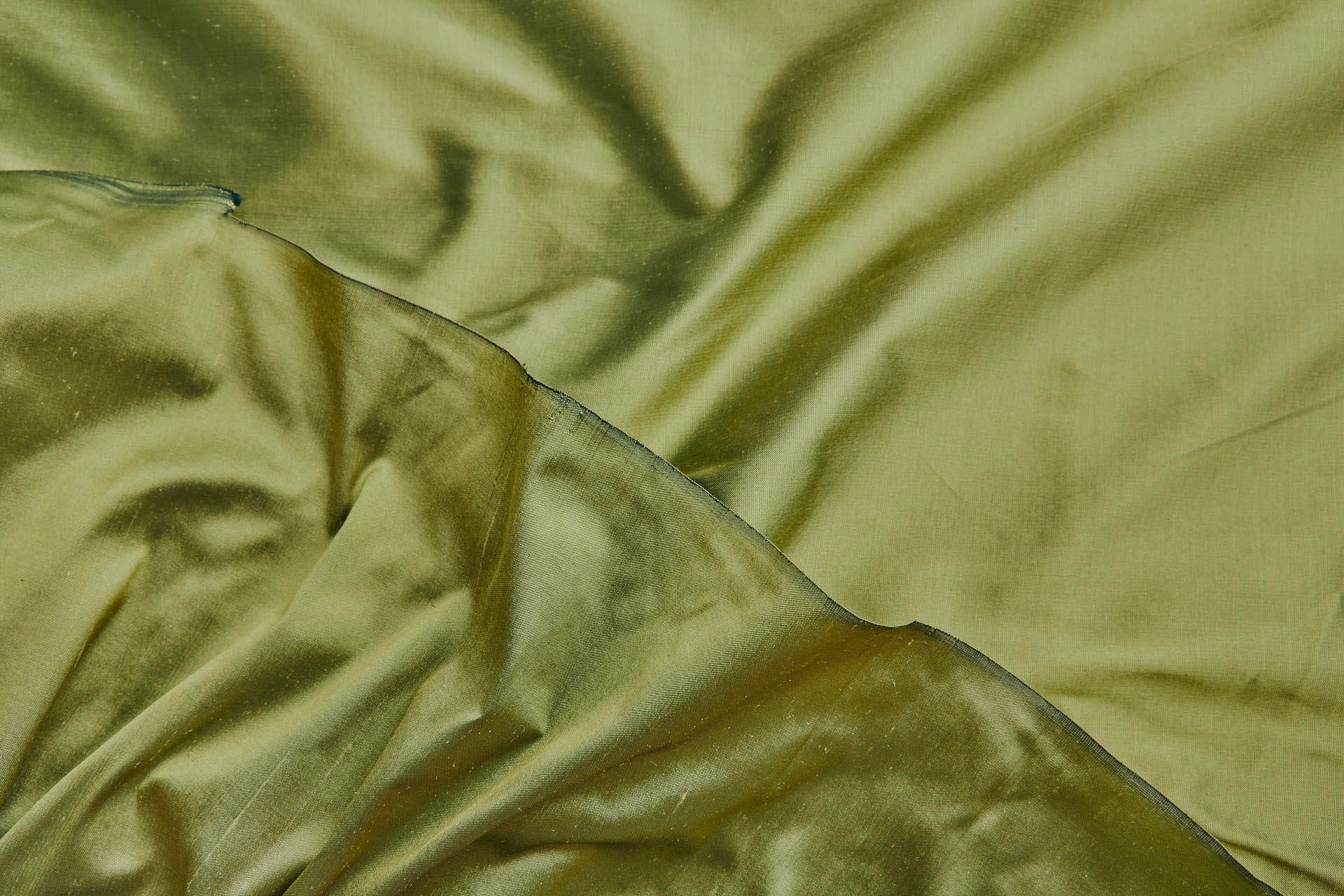 Silk Dupion - Lime Green shot Dark Green fabric, image 4 of 7