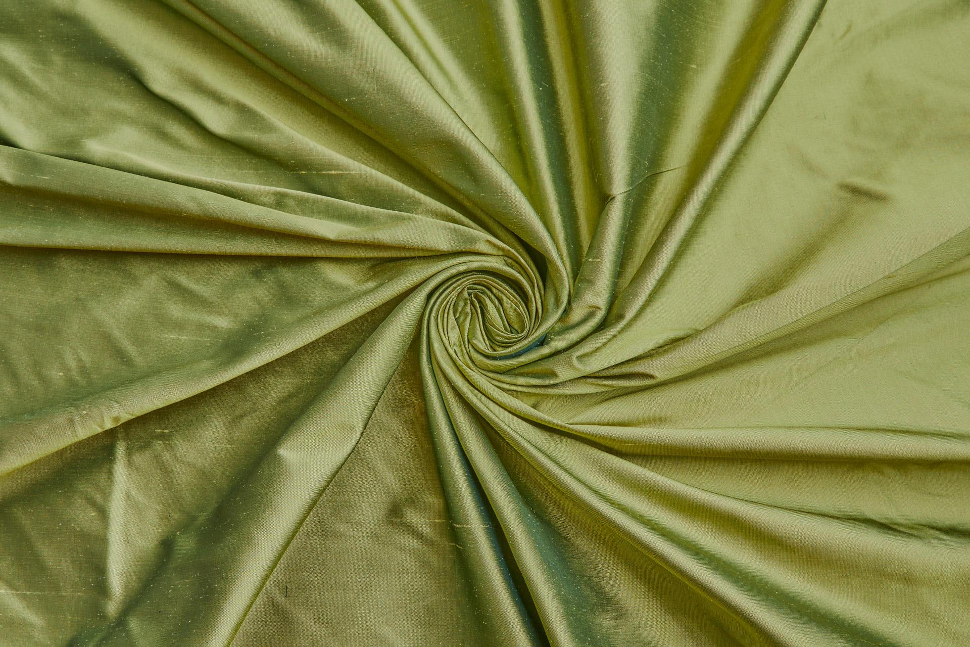 Silk Dupion - Lime Green shot Dark Green fabric