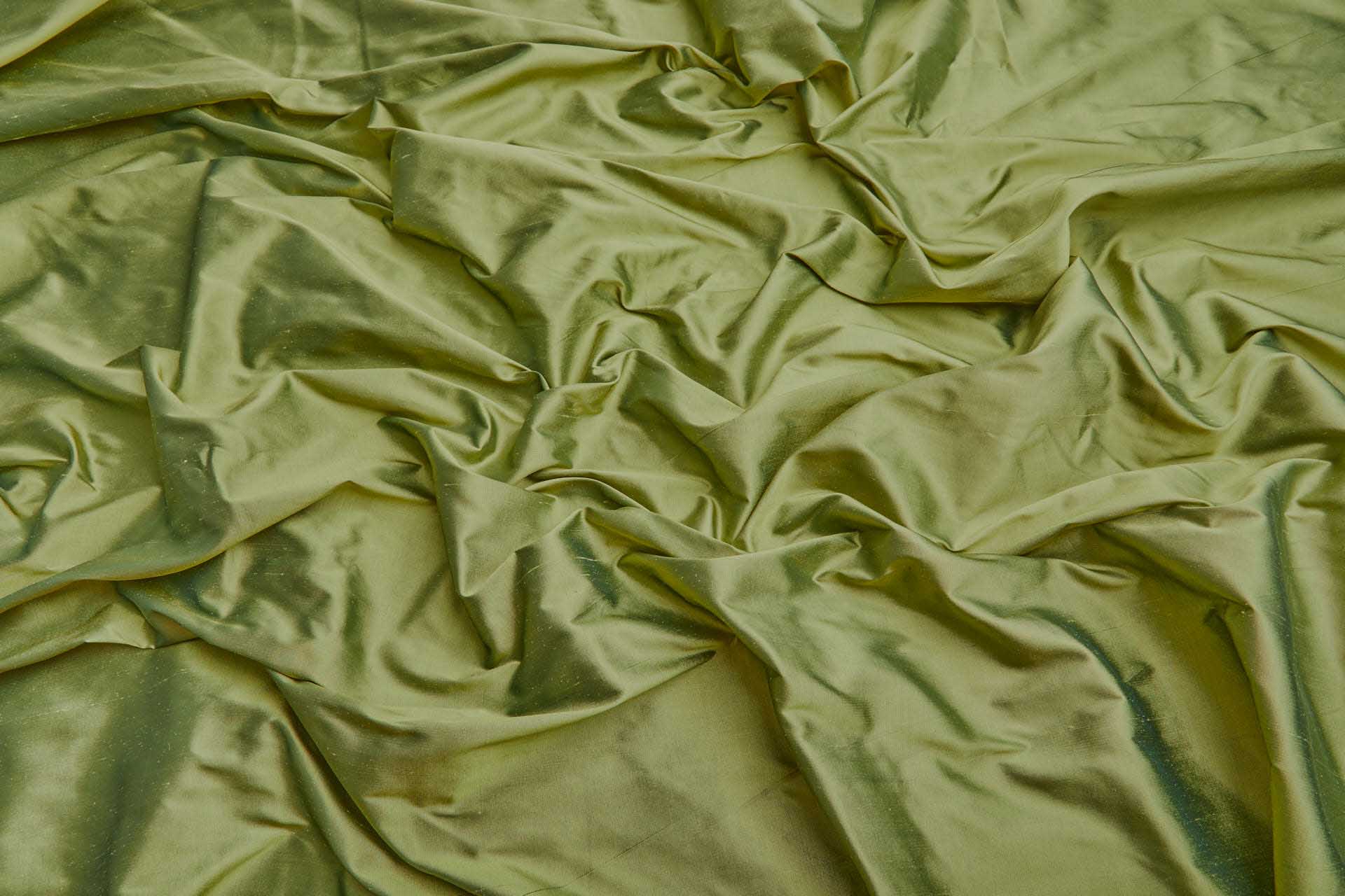 Silk Dupion - Lime Green shot Dark Green fabric, image 6 of 7