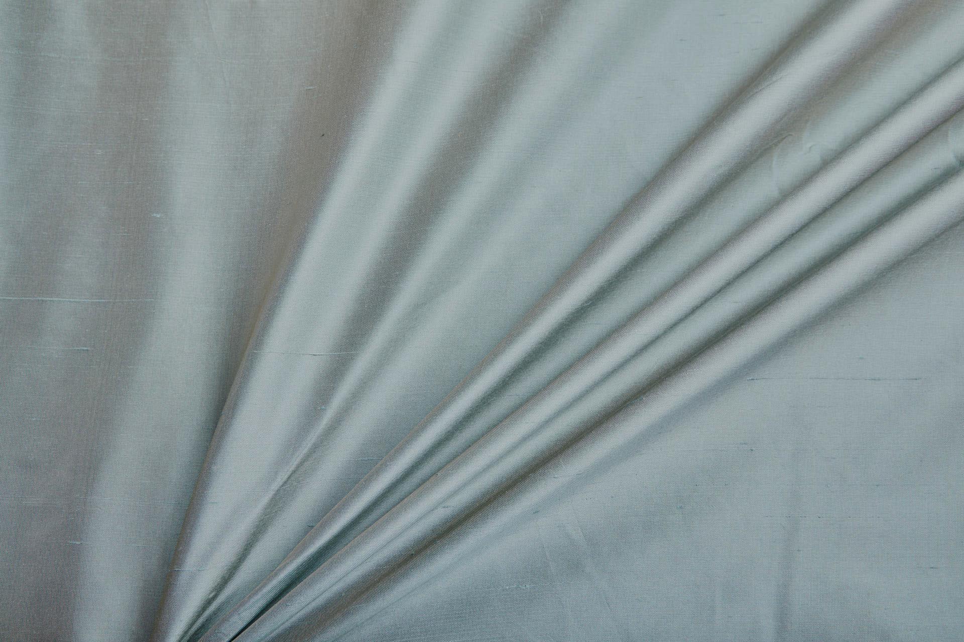 Silk Dupion - Duck Egg Blue shot Pale Pink fabric, image 3 of 7