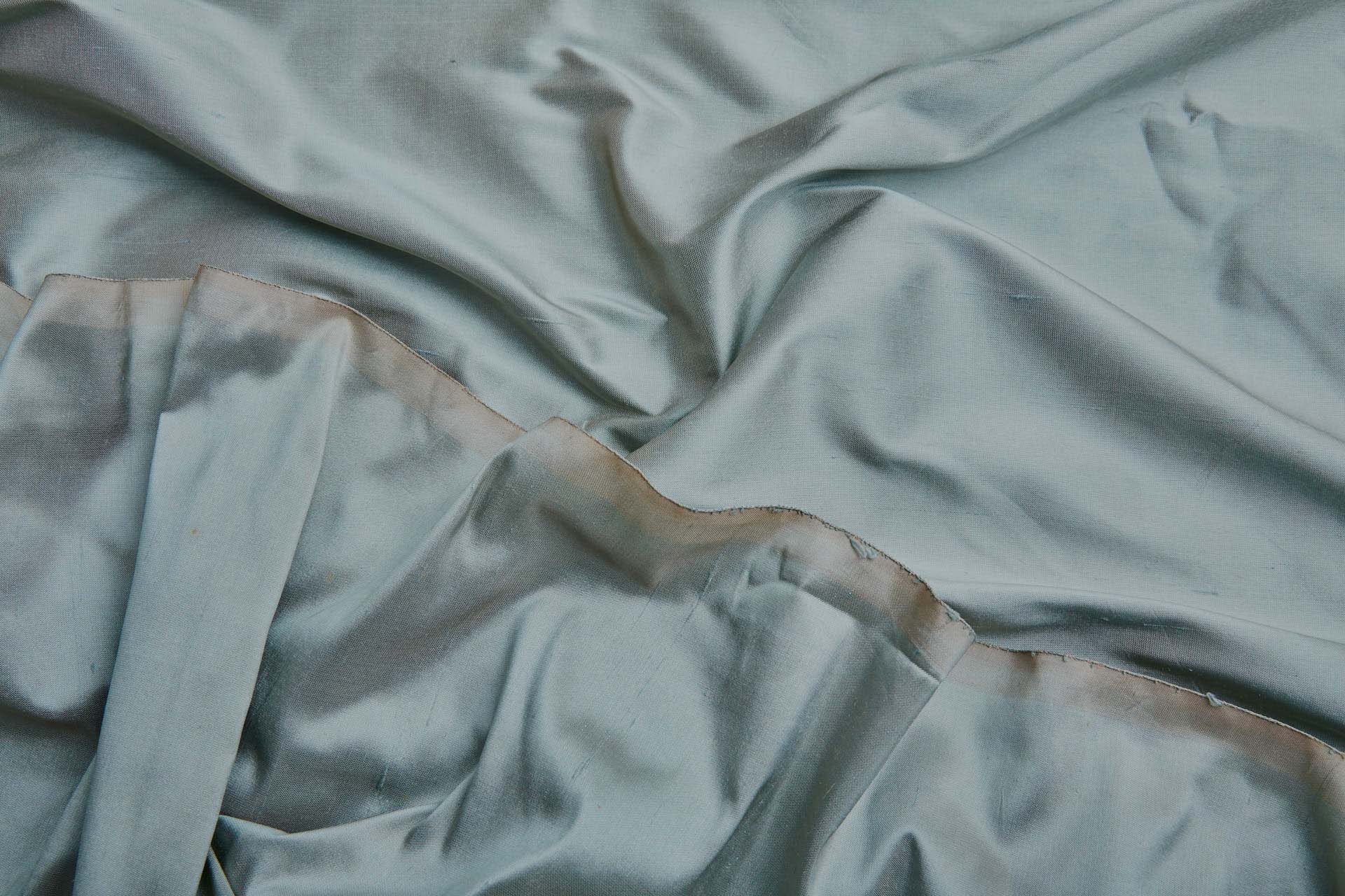 Silk Dupion - Duck Egg Blue shot Pale Pink fabric, image 4 of 7