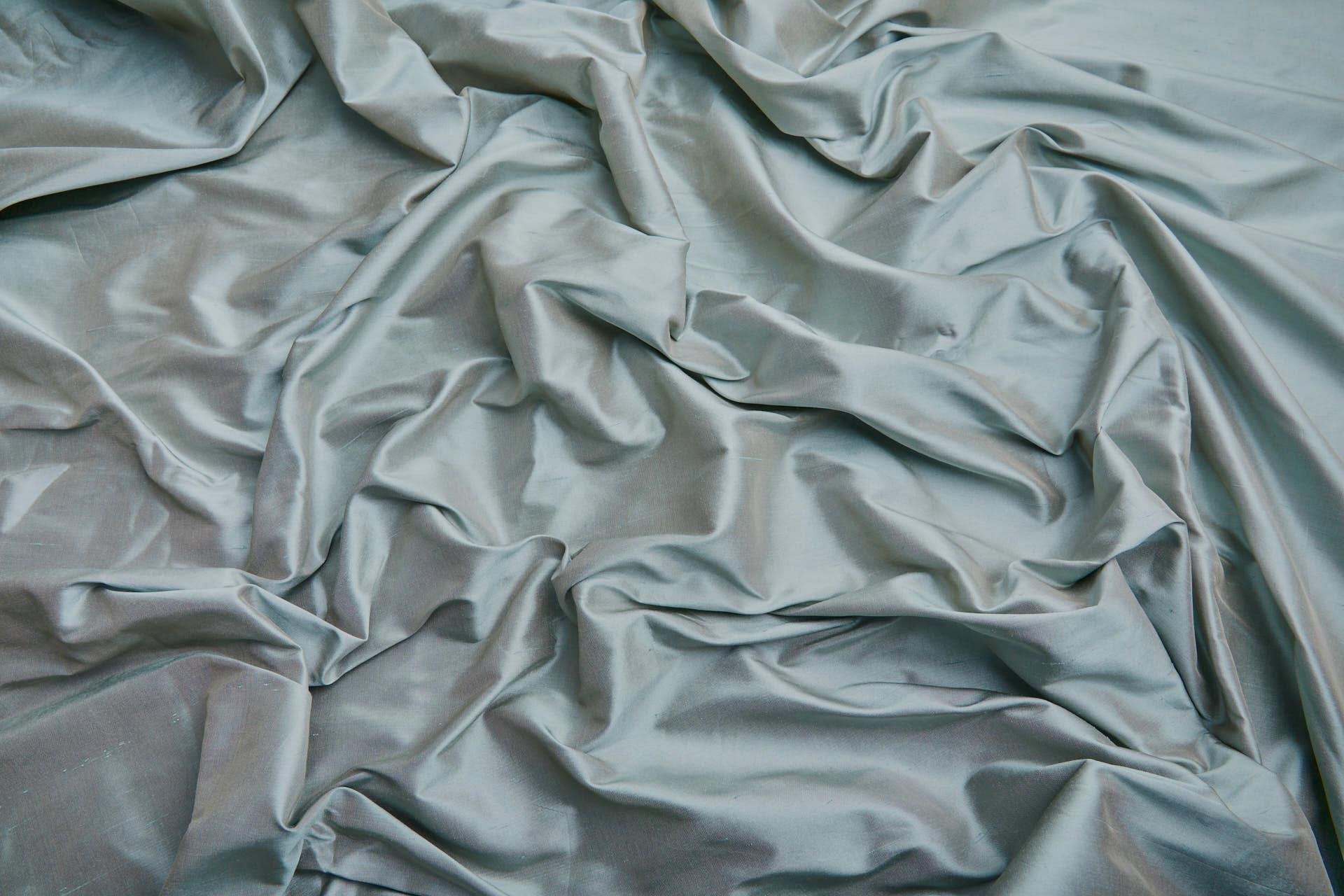 Silk Dupion - Duck Egg Blue shot Pale Pink fabric, image 6 of 7