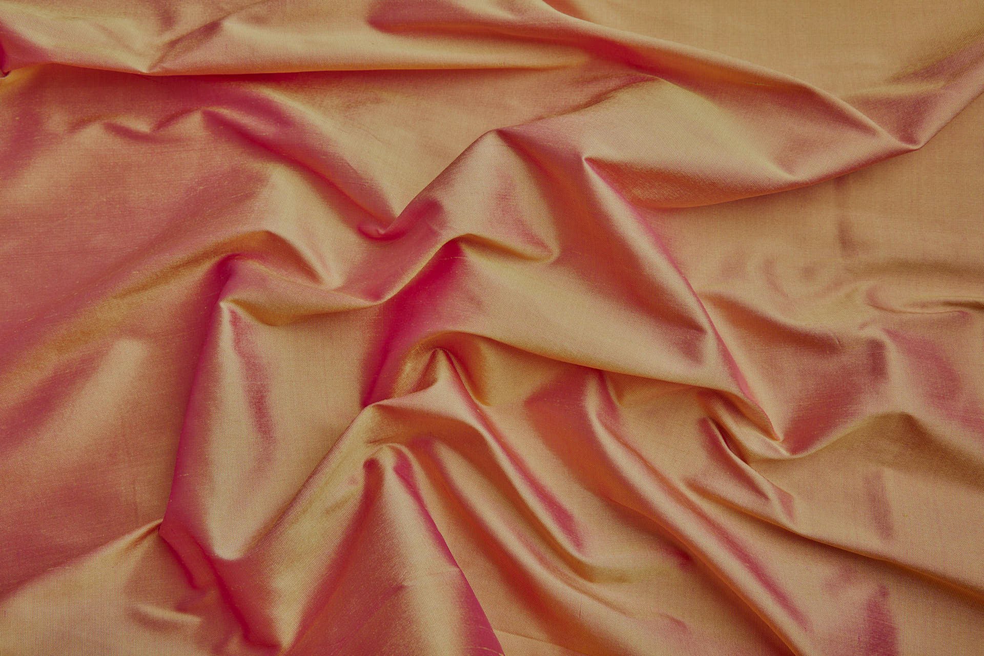 Silk Dupion - Shocking Pink shot Yellow fabric, image 2 of 7