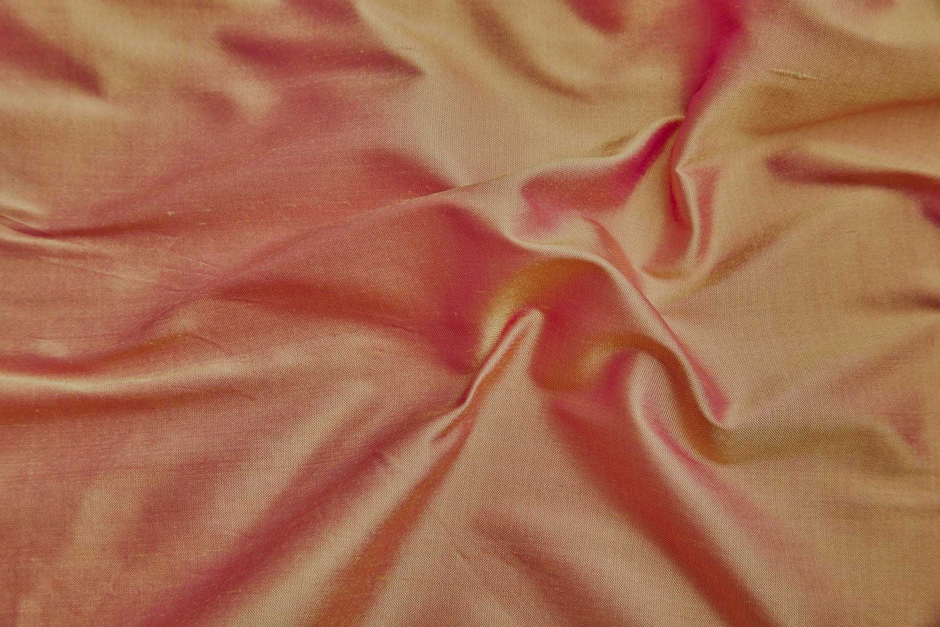 Silk Dupion - Shocking Pink shot Yellow fabric, image 5 of 7