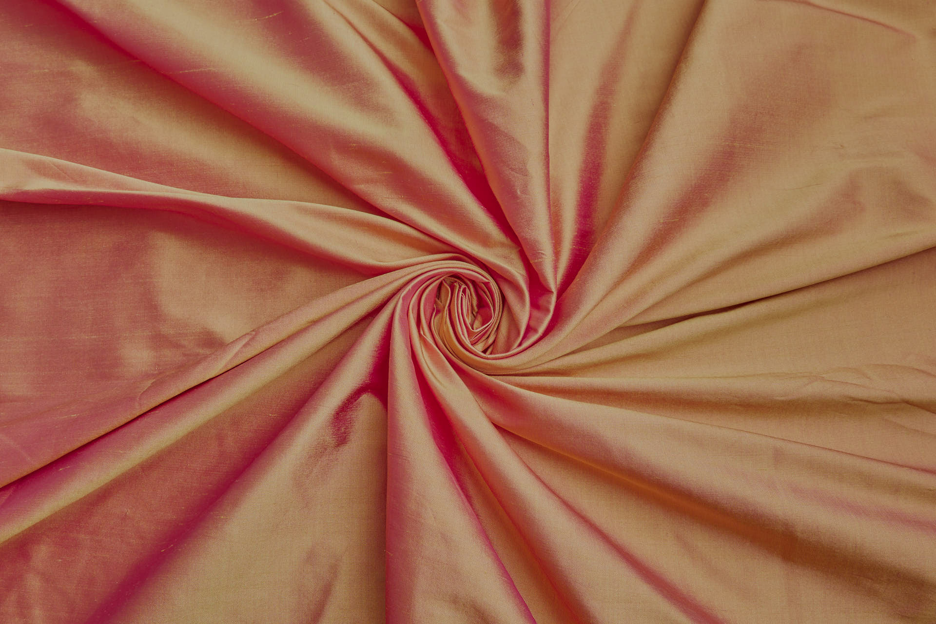 Silk Dupion - Shocking Pink shot Yellow fabric
