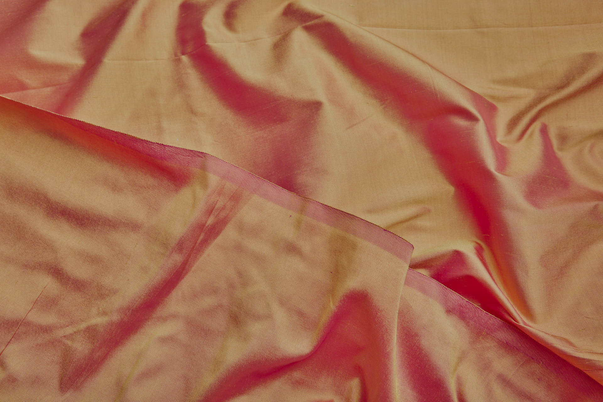Silk Dupion - Shocking Pink shot Yellow fabric, image 3 of 7