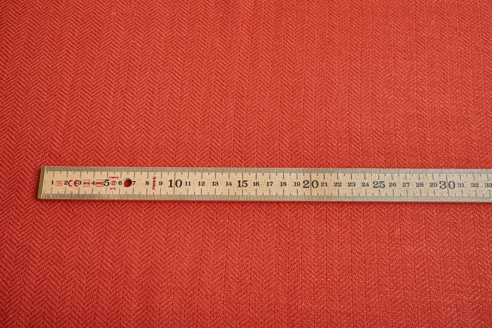 Raw Silk Cotton Blend Herringbone Weave - Deep Coral fabric, image 6 of 7