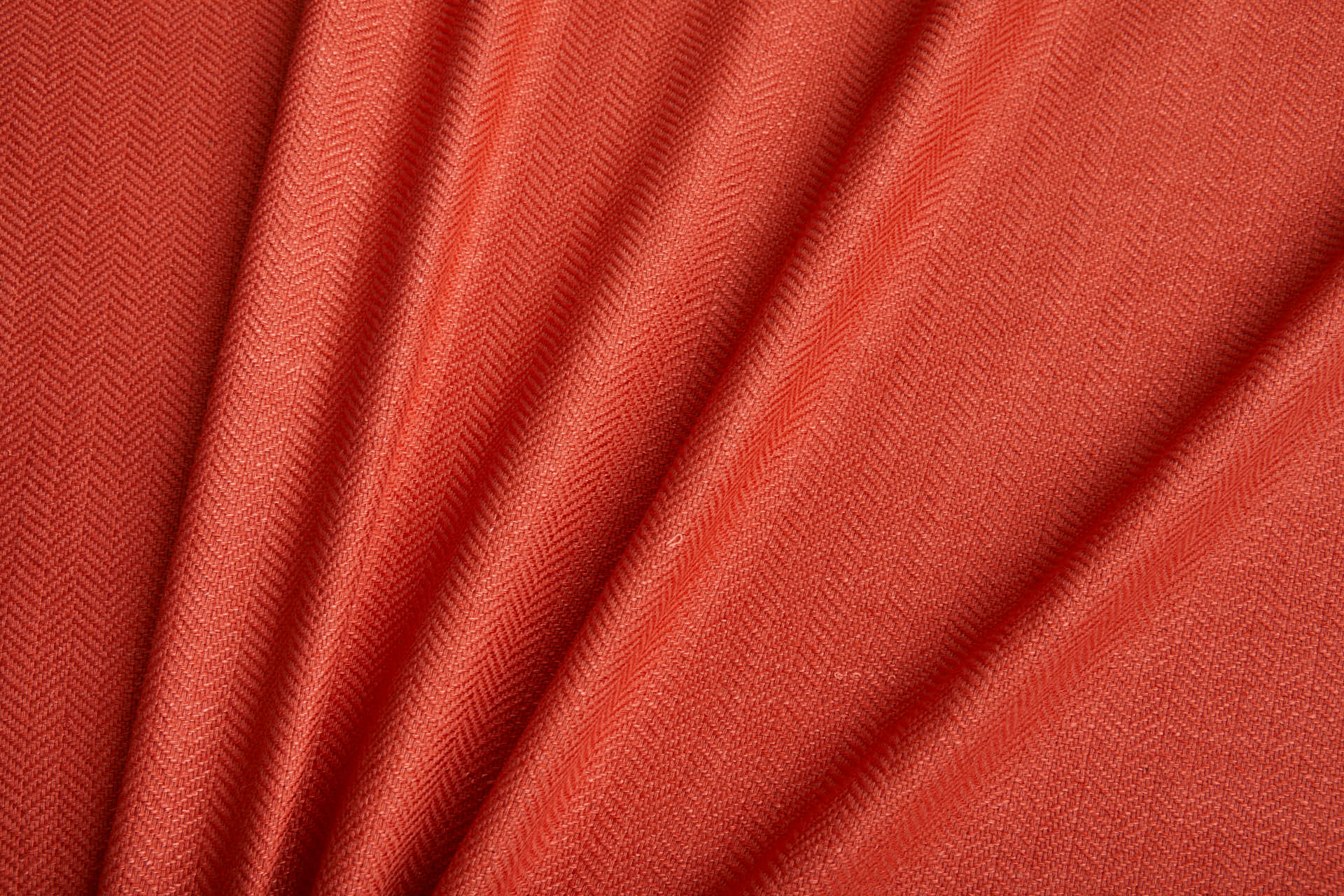Raw Silk Cotton Blend Herringbone Weave - Deep Coral fabric, image 3 of 7