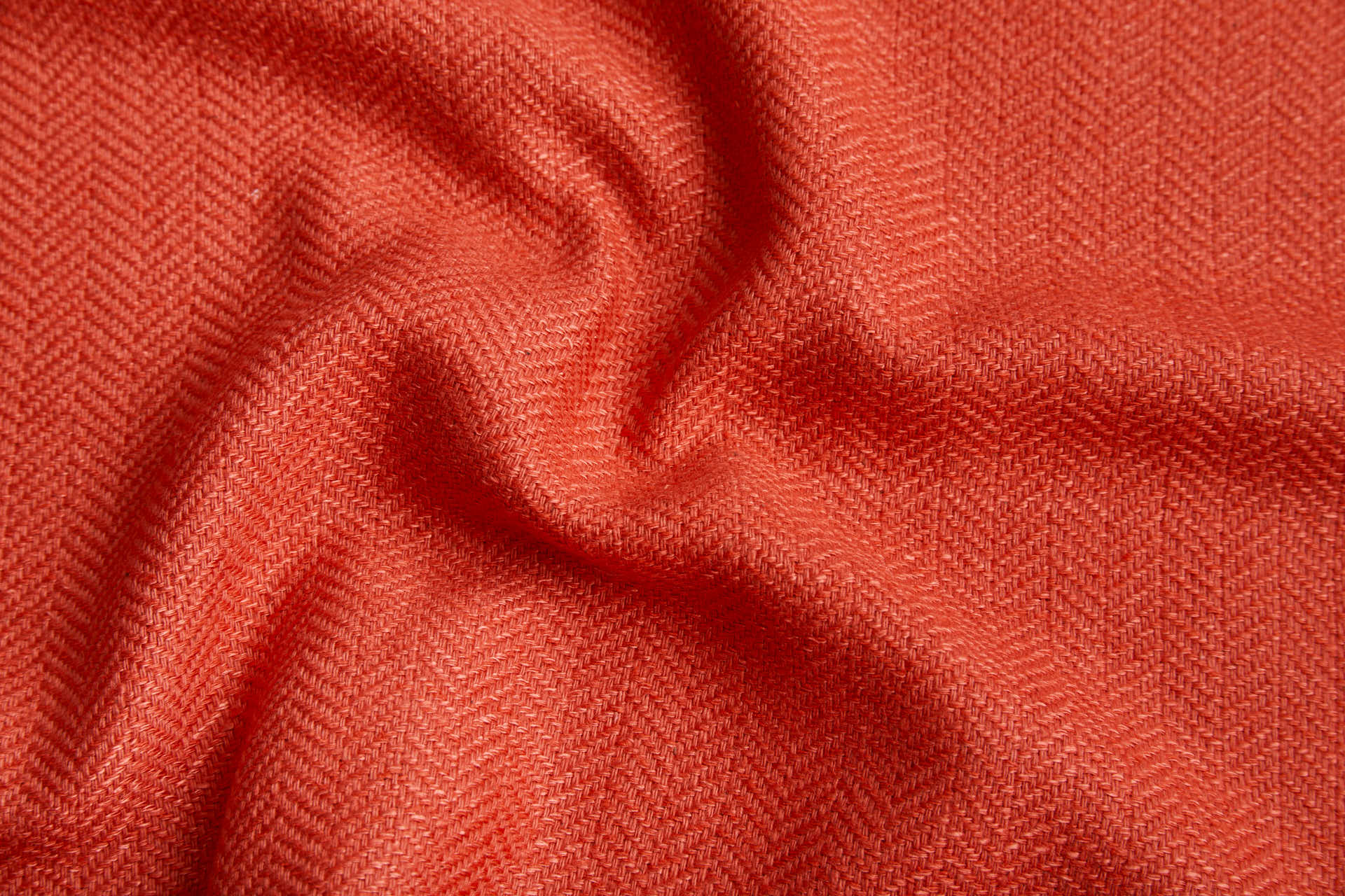 Raw Silk Cotton Blend Herringbone Weave - Deep Coral fabric
